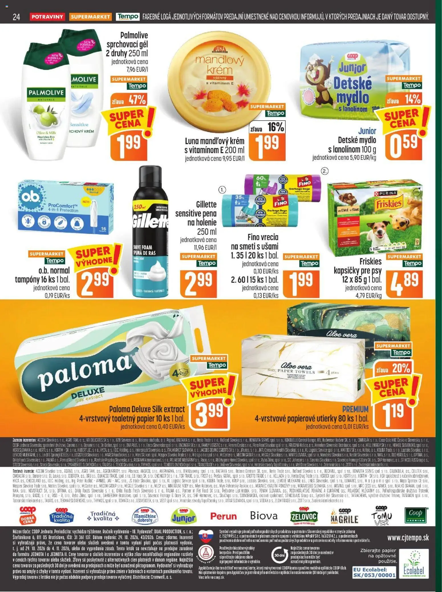 Nové COOP Jednota akcie – leták je platný od 29.10.2026 | Strana: 24 | Produkty: Ryba, Flora, Papierové utierky, Pena