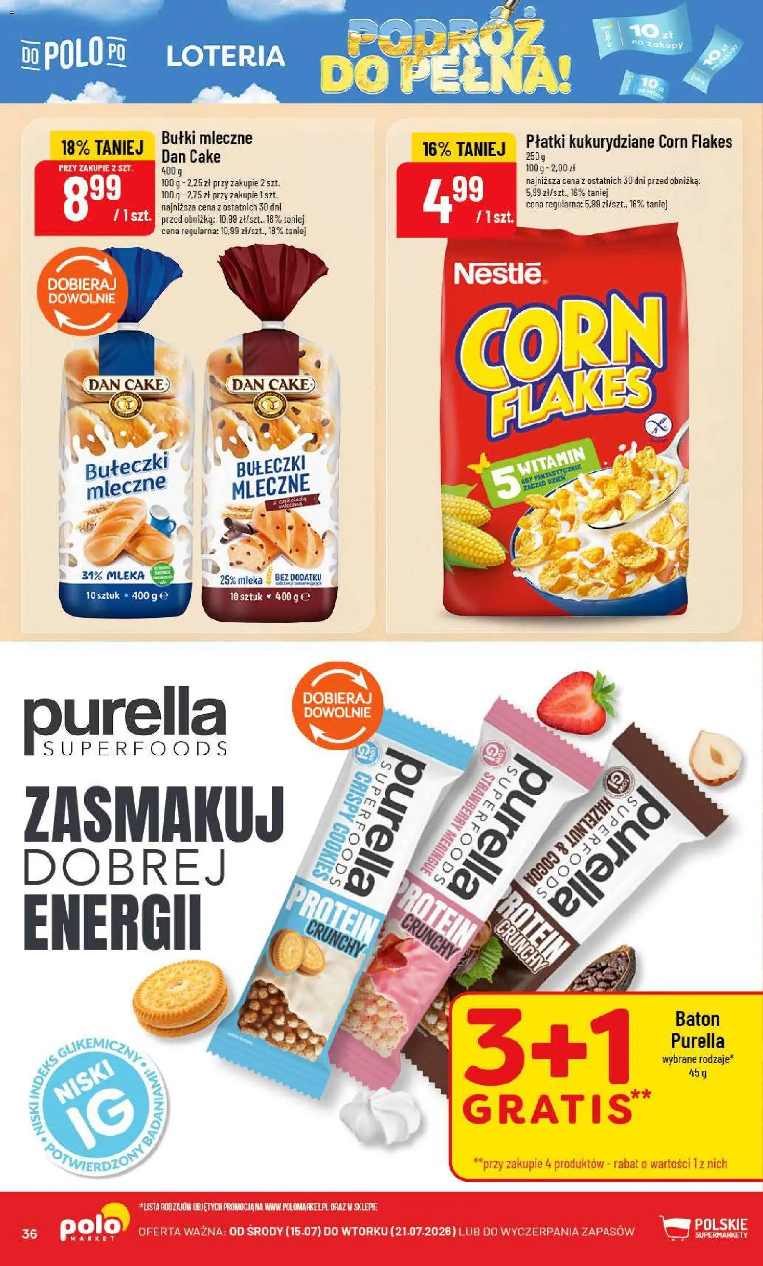 POLOmarket gazetka od 15.07.2026 | Strona: 36 | Produkty: Mleka, Płatki kukurydziane, Baton, Bułki mleczne