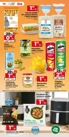Vista previa Aceitunas rellenas de anchoa suave, Dia Vegecampo 150 g válido desde el 29/07/2026 | Página: 10 | Productos: Pan, Pan de molde, Anchoa, Canelones