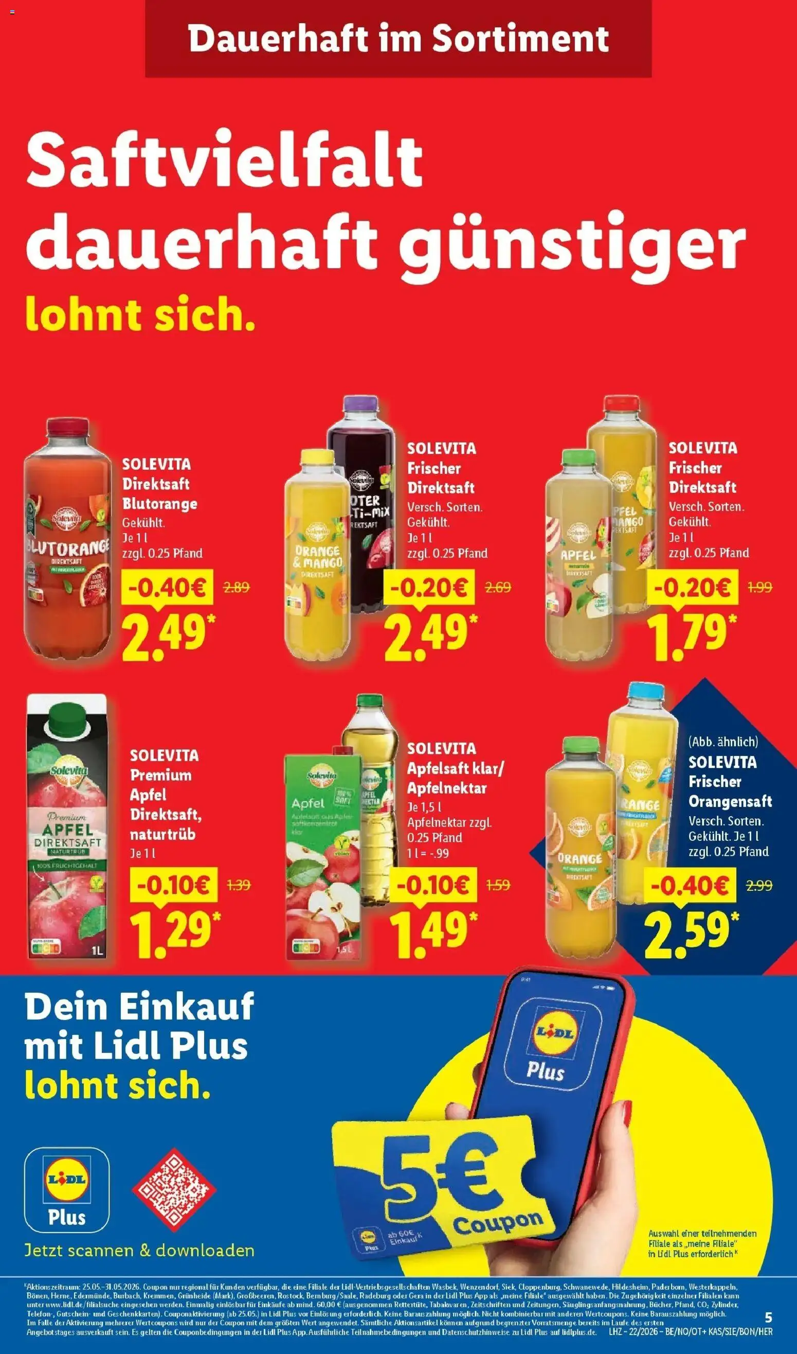 Lidl Prospekt Braunschweig – gültig ab 26.05.2026 | Seite: 7 | Produkte: Äpfel, Orangensaft, Apfelsaft, Mango