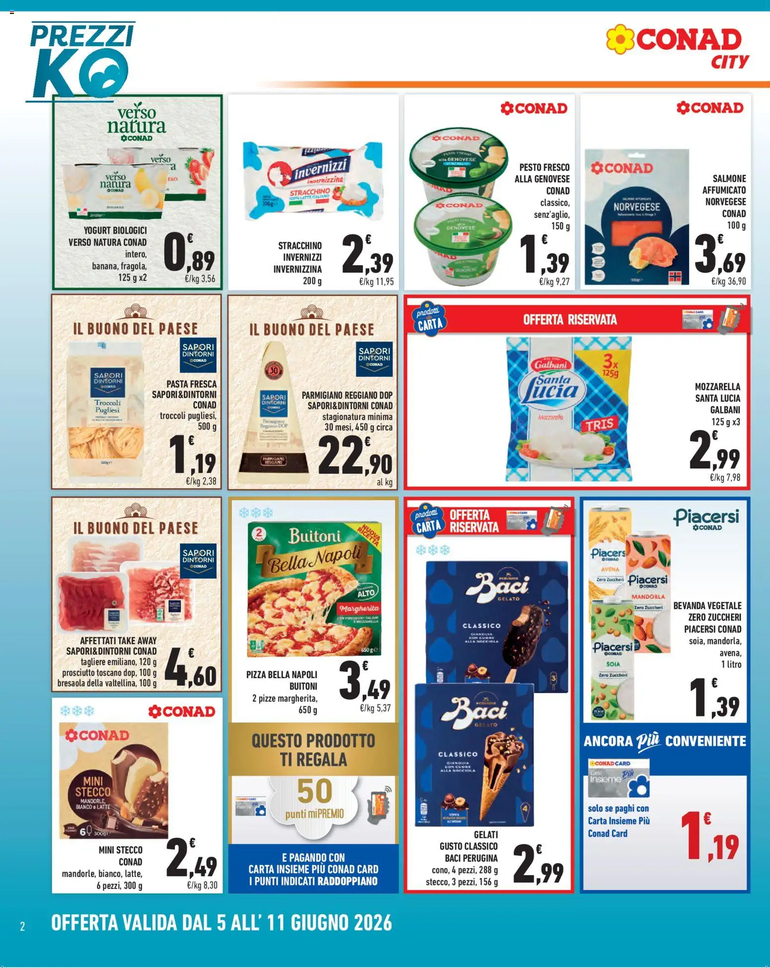 Volantino Conad del 05.06.2026 | Pagina: 2 | Prodotti: Salmone affumicato, Pizza, Bresaola, Tagliere