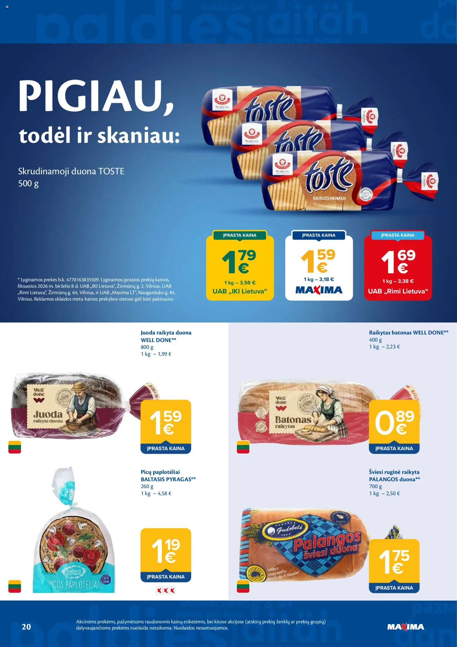 MAXIMA akcijos nuo 16.06.2026 | Puslapis: 20 | Prekių: Batonas, Pyragas, Duona