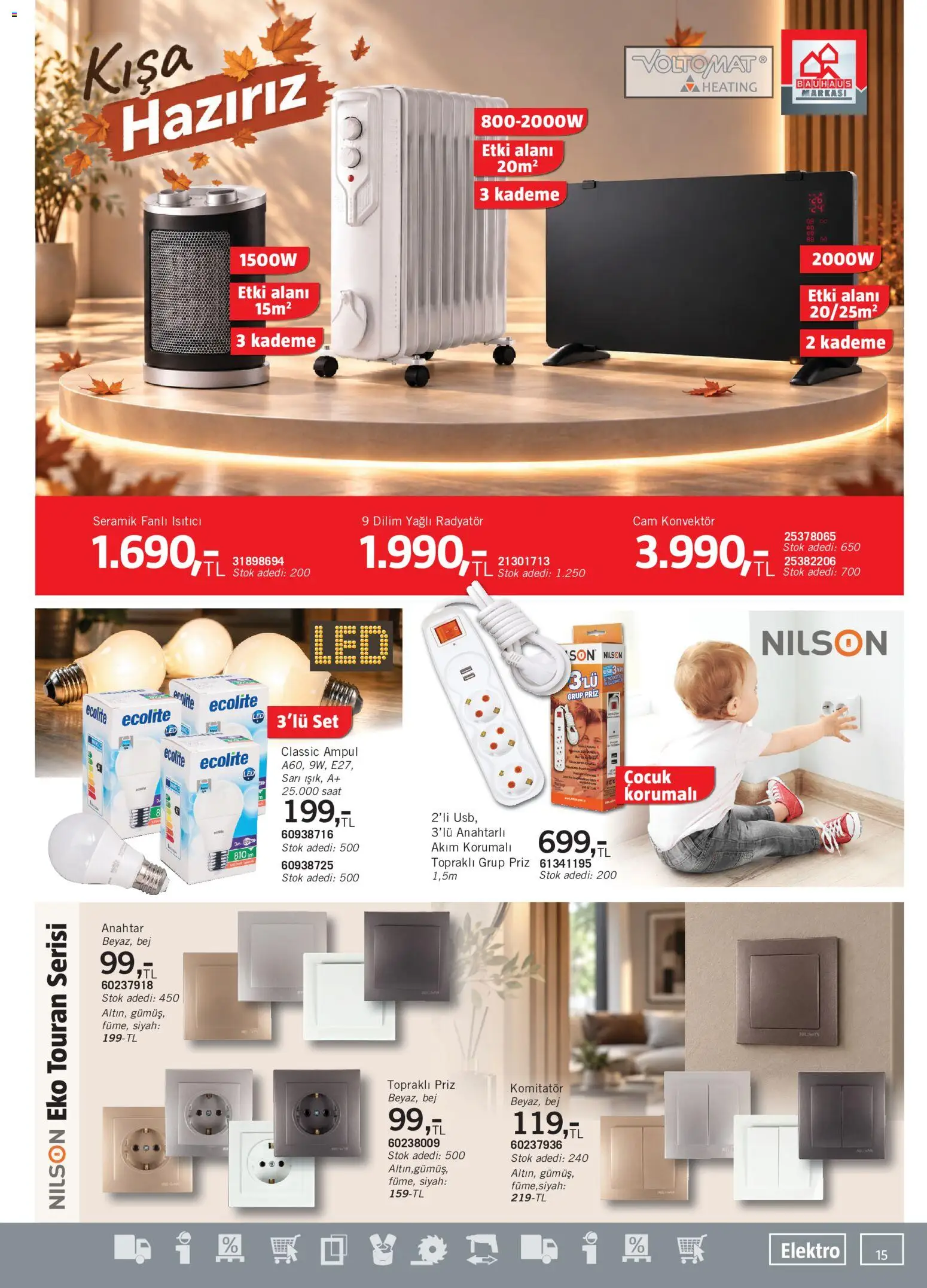 Bauhaus Katalog - 03 Ekim 2026 tarihinden itibaren geçerlidir | Sayfa: 15 | Ürünler: Priz, Radyatör, Saat, USB