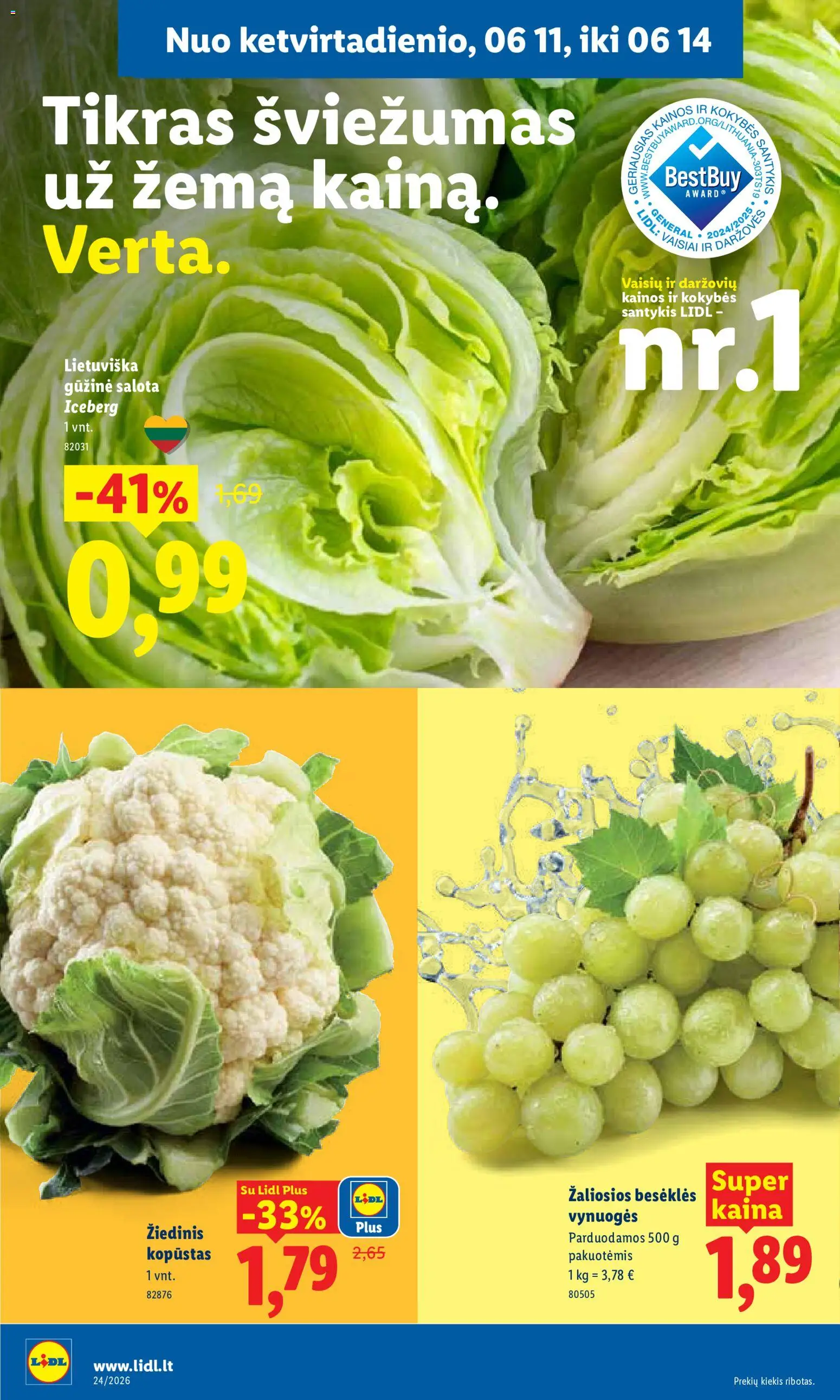 LIDL akcijos nuo 08.06.2026 | Puslapis: 34 | Prekių: Salota, Vynuogės