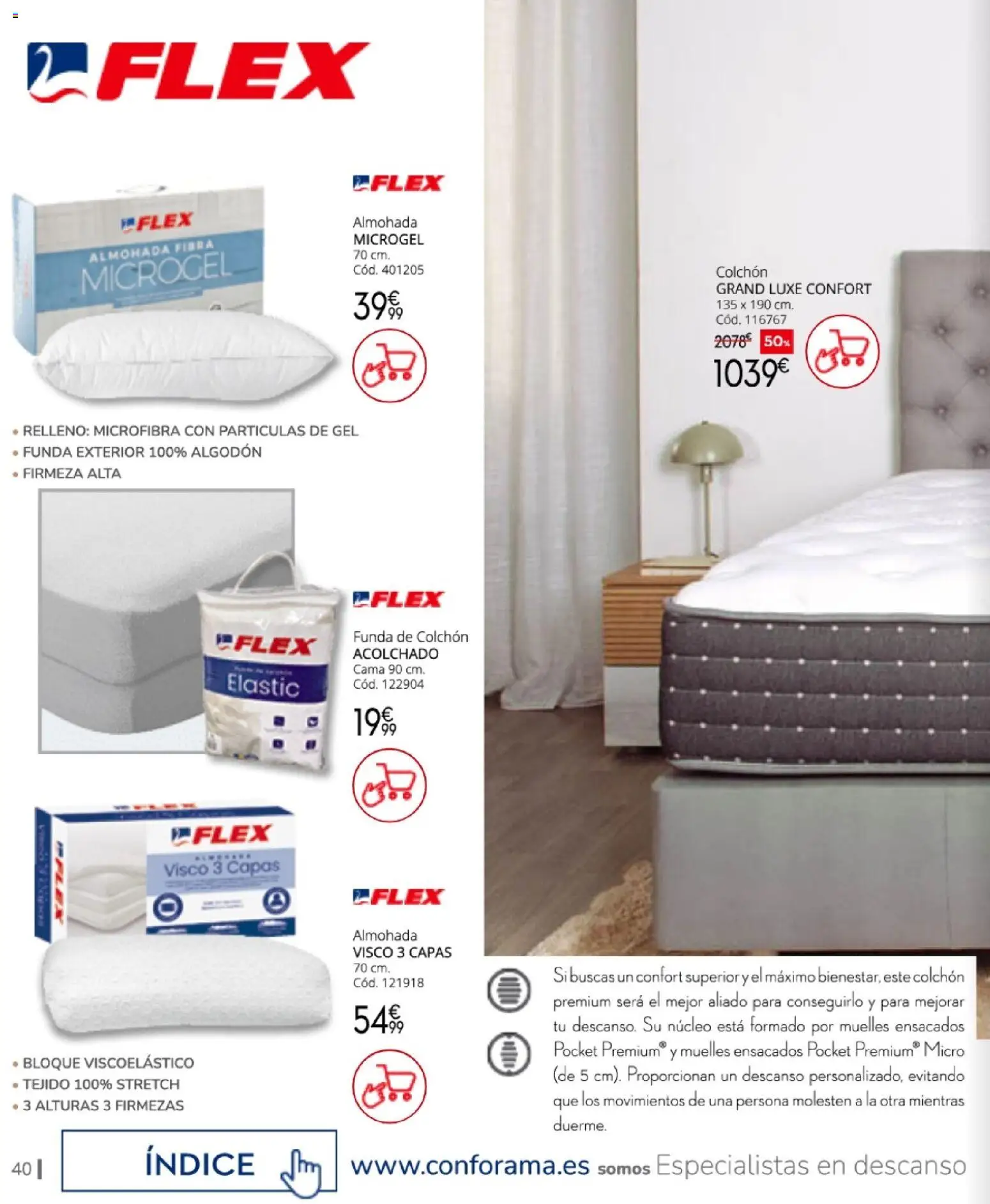 Conforama Camitis │ válido desde el 06/08/2026 | Página: 40 | Productos: Colchon, Funda, Algodón, Almohada