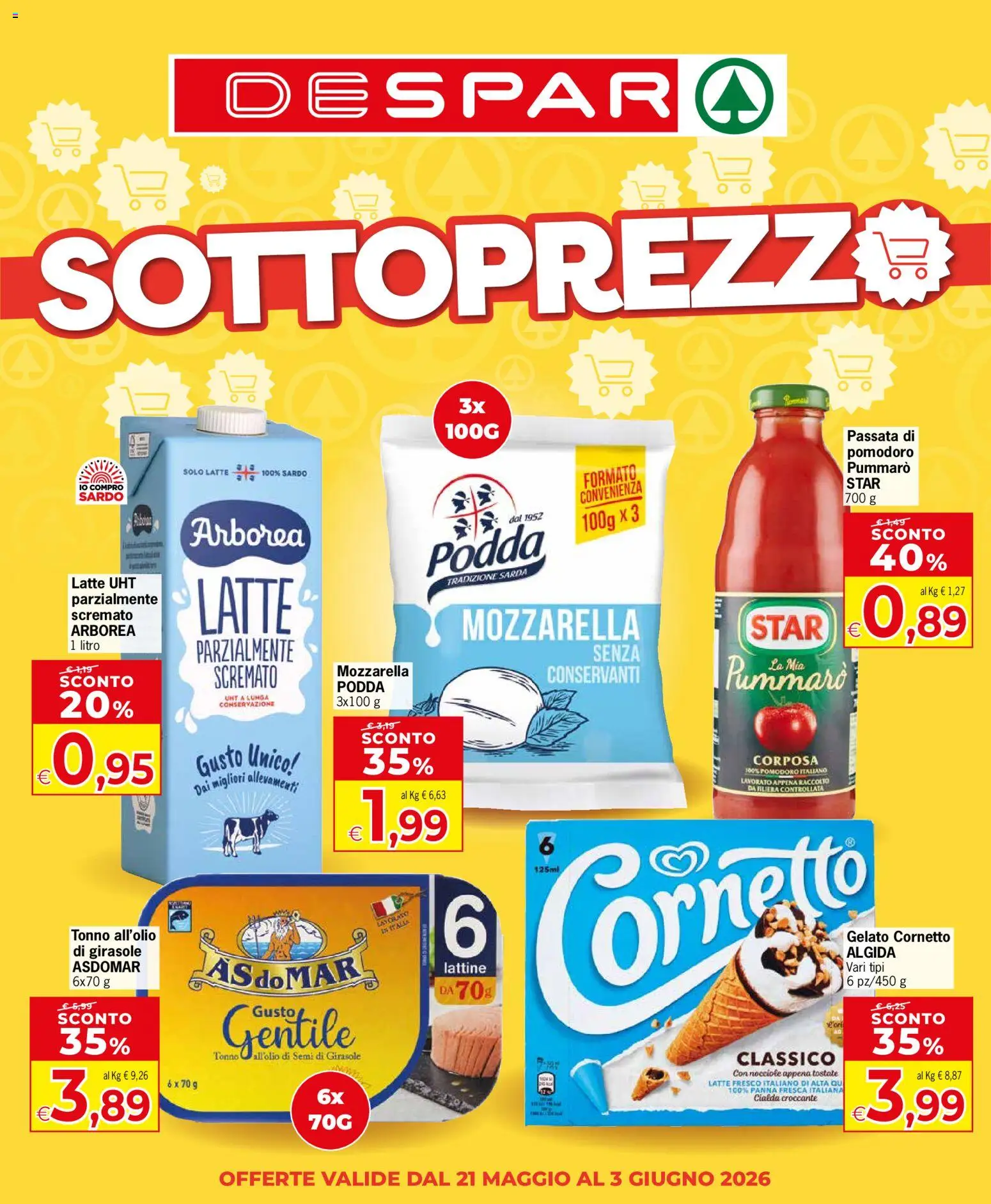 Volantino Despar del 21.05.2026 | Pagina: 1 | Prodotti: Panna, Mozzarella, Latte, Nocciole
