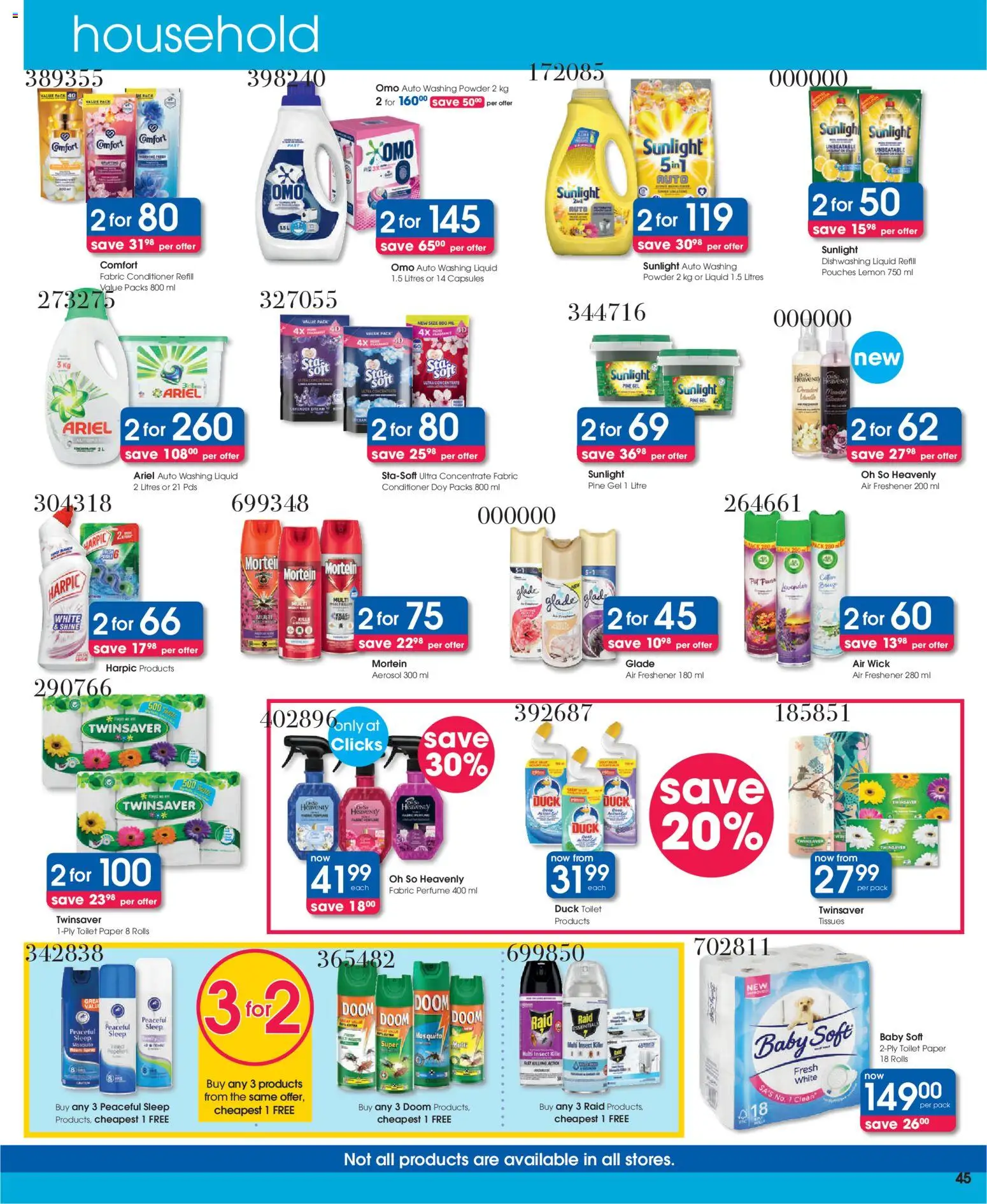 New Clicks catalogue – valid from 11.03.2026 | Page: 45 | Products: Powder, Conditioner, Paper, Toilet paper
