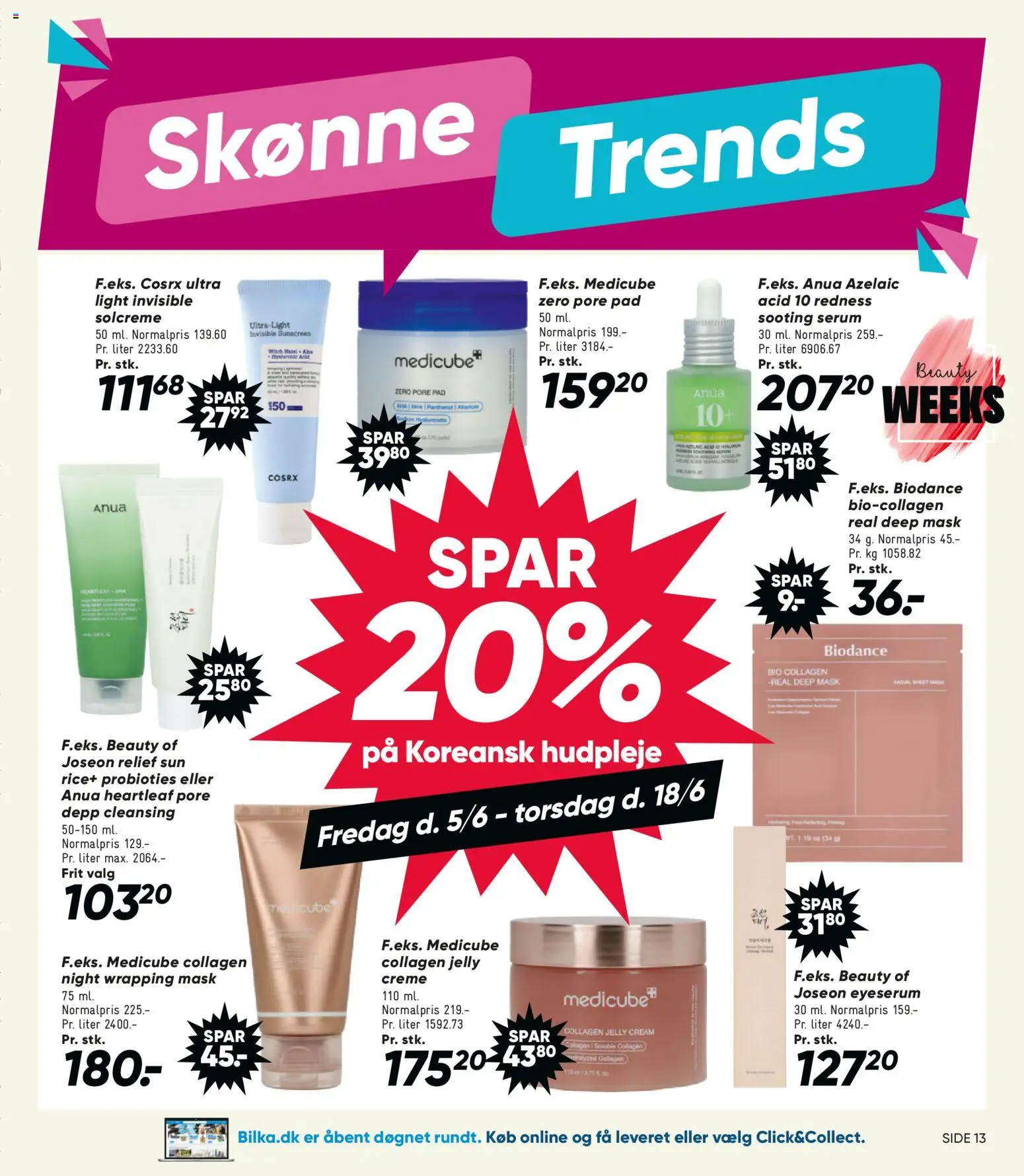 Bilka tilbudsavis – gyldig fra 05.06.2026 | Side: 13 | Produkter: Creme, Solcreme, Collagen