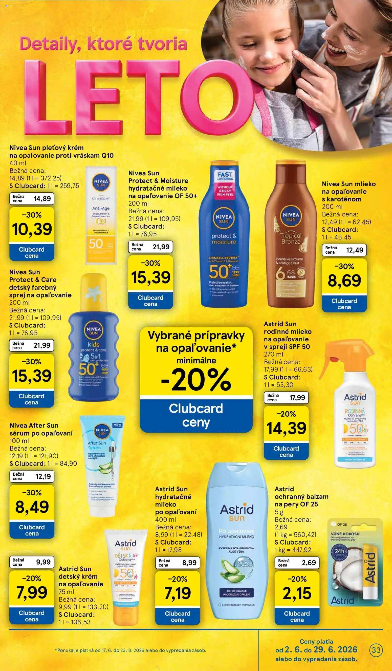 Nové Tesco akcie – leták je platný od 17.06.2026 | Strana: 33 | Produkty: Mlieko, Nivea, Krém