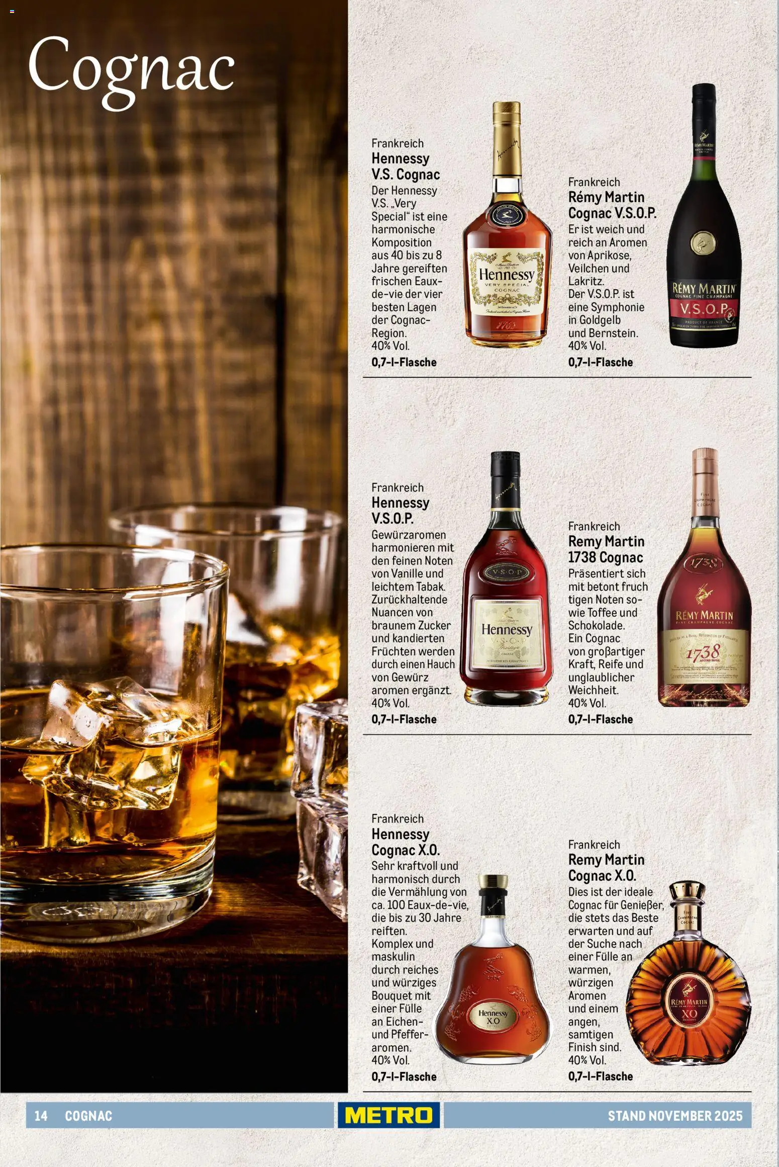 Metro - Spirituosen Sortiment – gültig ab 01.12.2025 | Seite: 14 | Produkte: Hennessy, Finish, Vanille, Zucker
