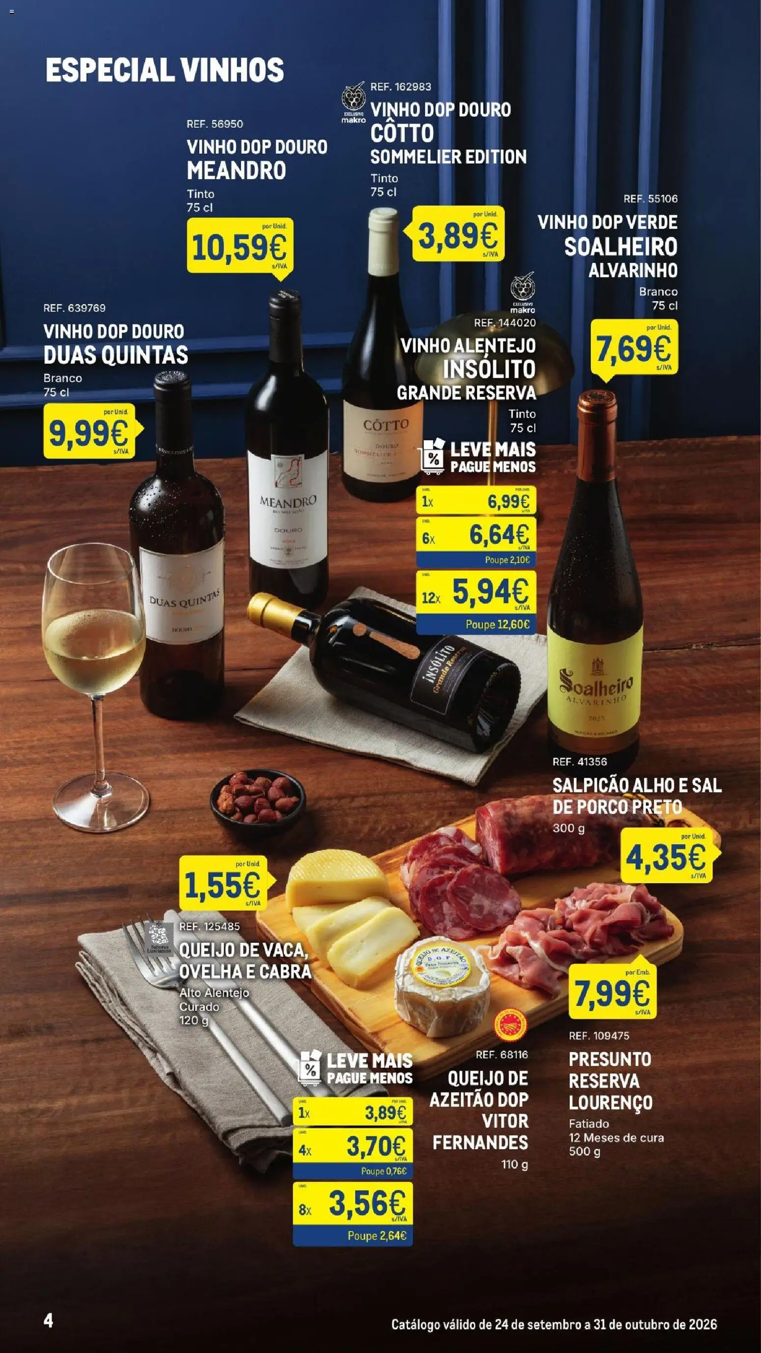 Makro Especial Vinhos │ válido de 24/09/2026 | Página: 4 | Produtos: Salpicão, Sal, Presunto, Vinho