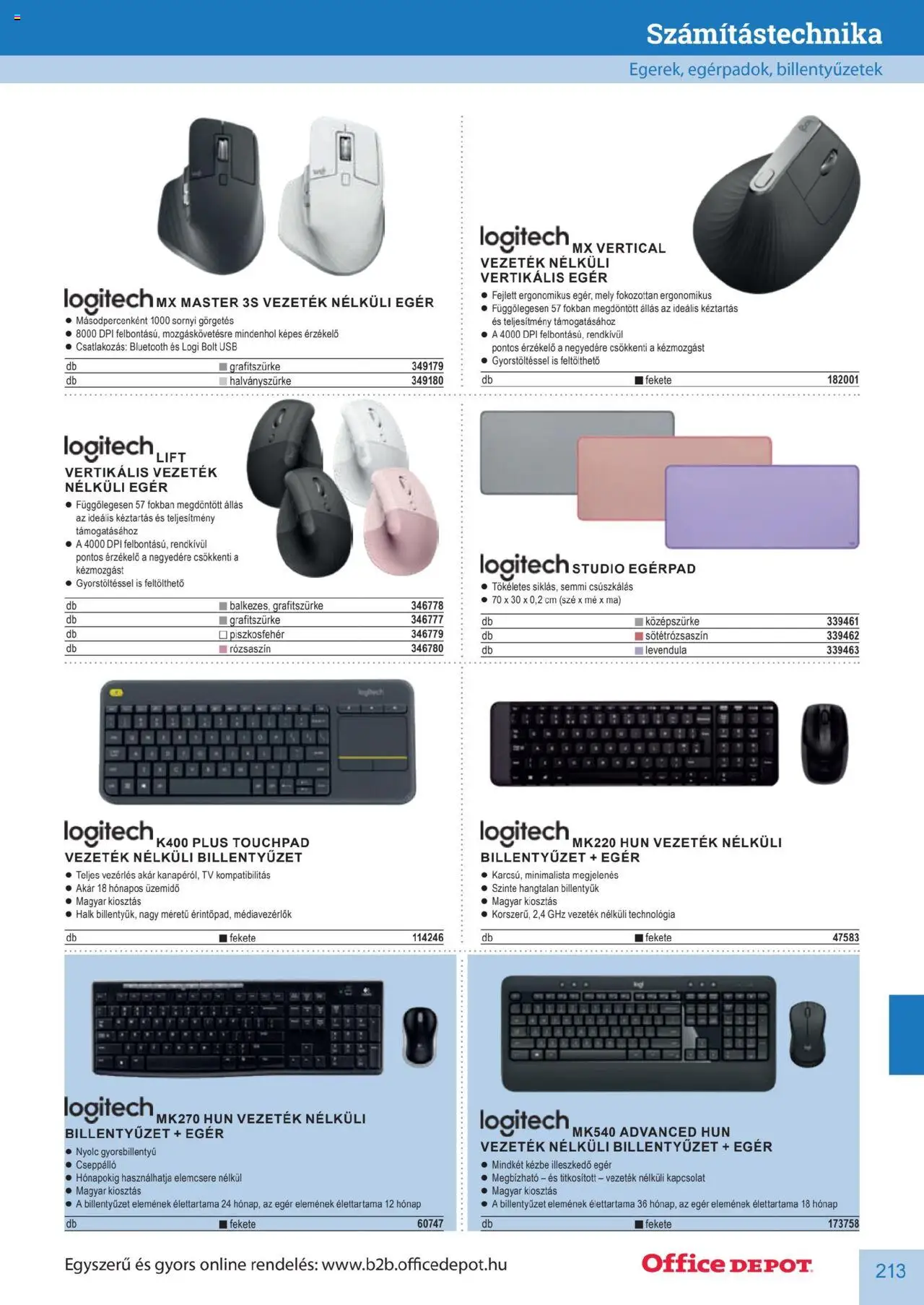 Office Depot akciós ujság - amely érvényes a következő dátumtól: 2025.04.10. | Oldal: 213 | Termékek: Egér, Billentyűzet, USB, TV