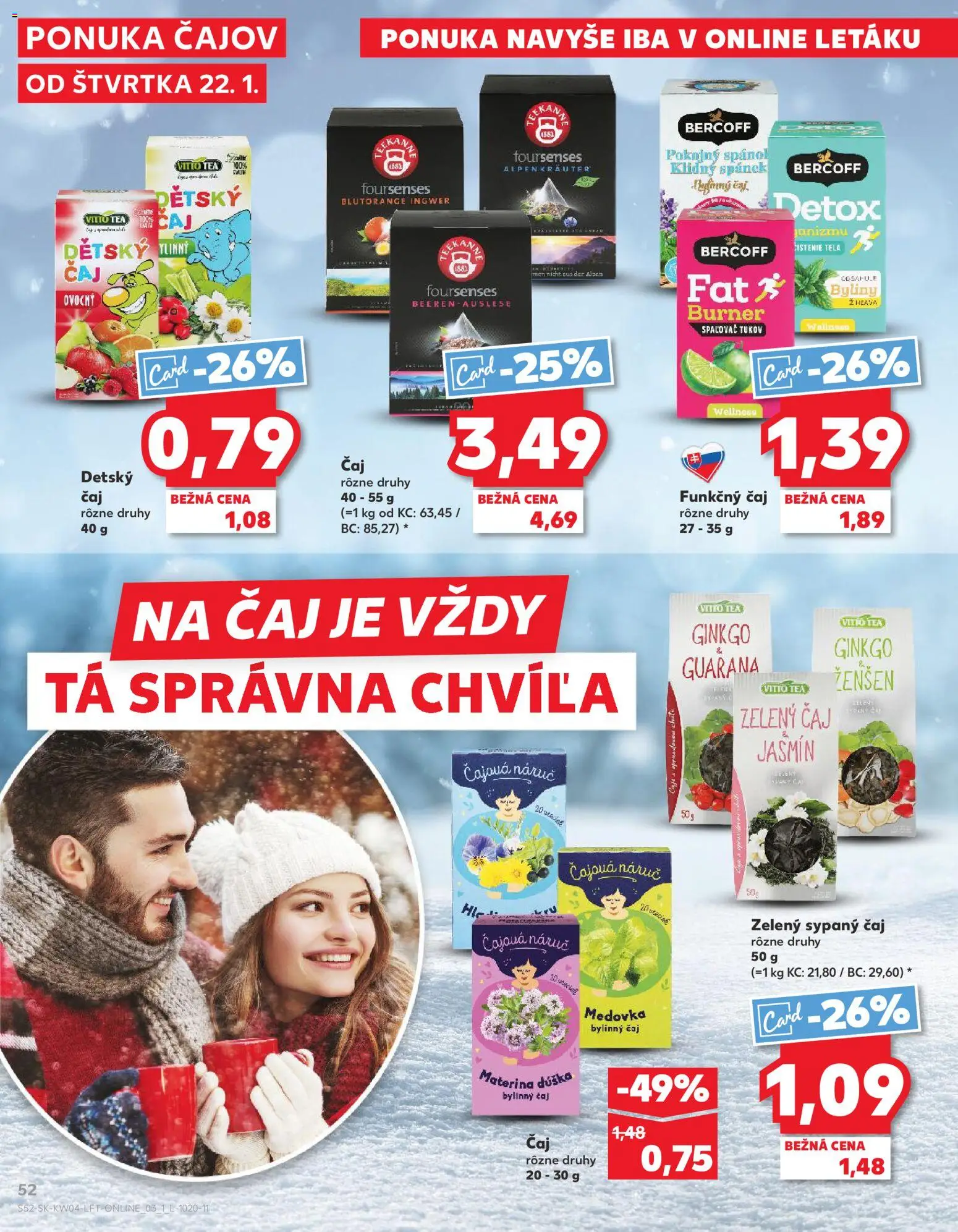 Nové Kaufland akcie – leták je platný od 22.01.2026 | Strana: 52 | Produkty: Čaj, Teekanne