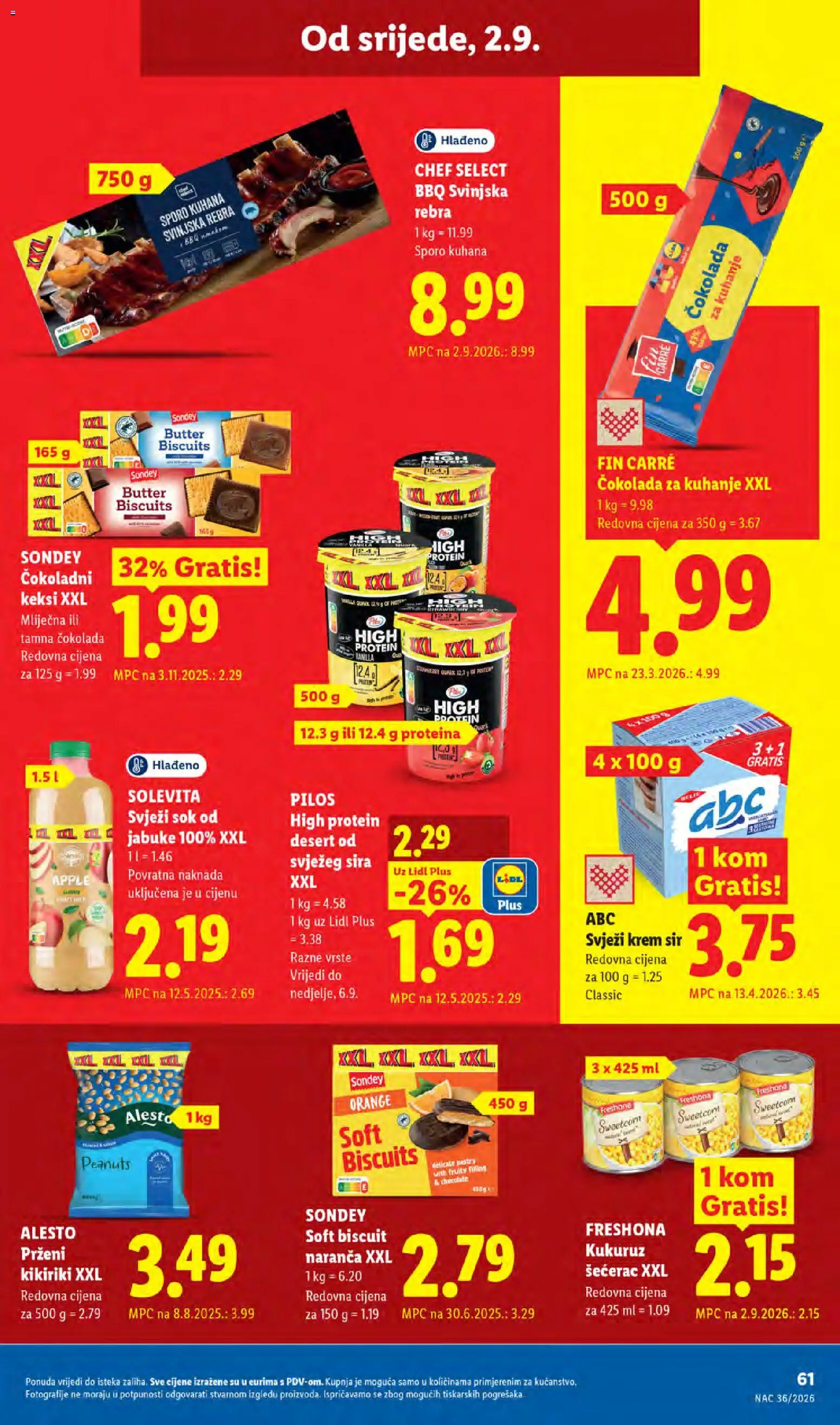 Lidl katalog | vrijedi od 31.08.2026 | Stranica: 61 | Proizvodi: Svježi sok, Keksi, Jabuke, Kikiriki