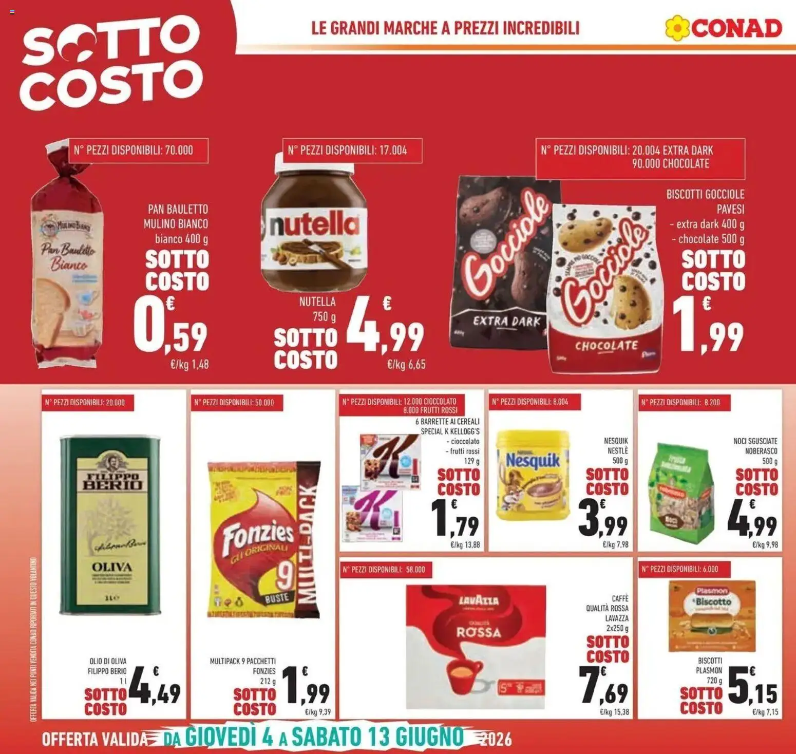 Volantino Conad del 03.06.2026 | Pagina: 8 | Prodotti: Caffè, Cioccolato, Nutella, Olio di Oliva