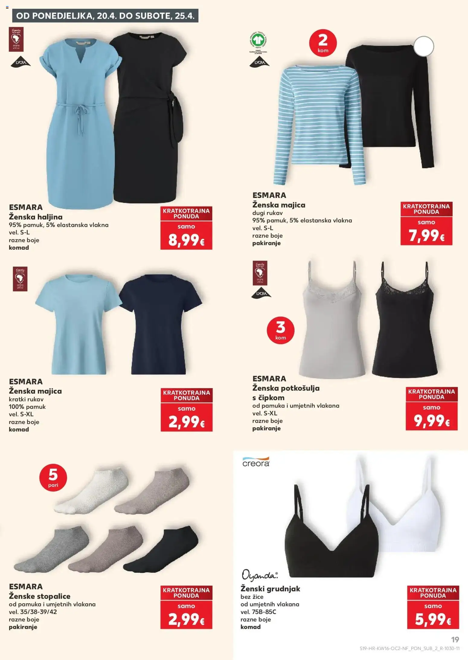 Kaufland katalog | vrijedi od 15.04.2026 | Stranica: 19 | Proizvodi: Majica, Grudnjak, Haljina