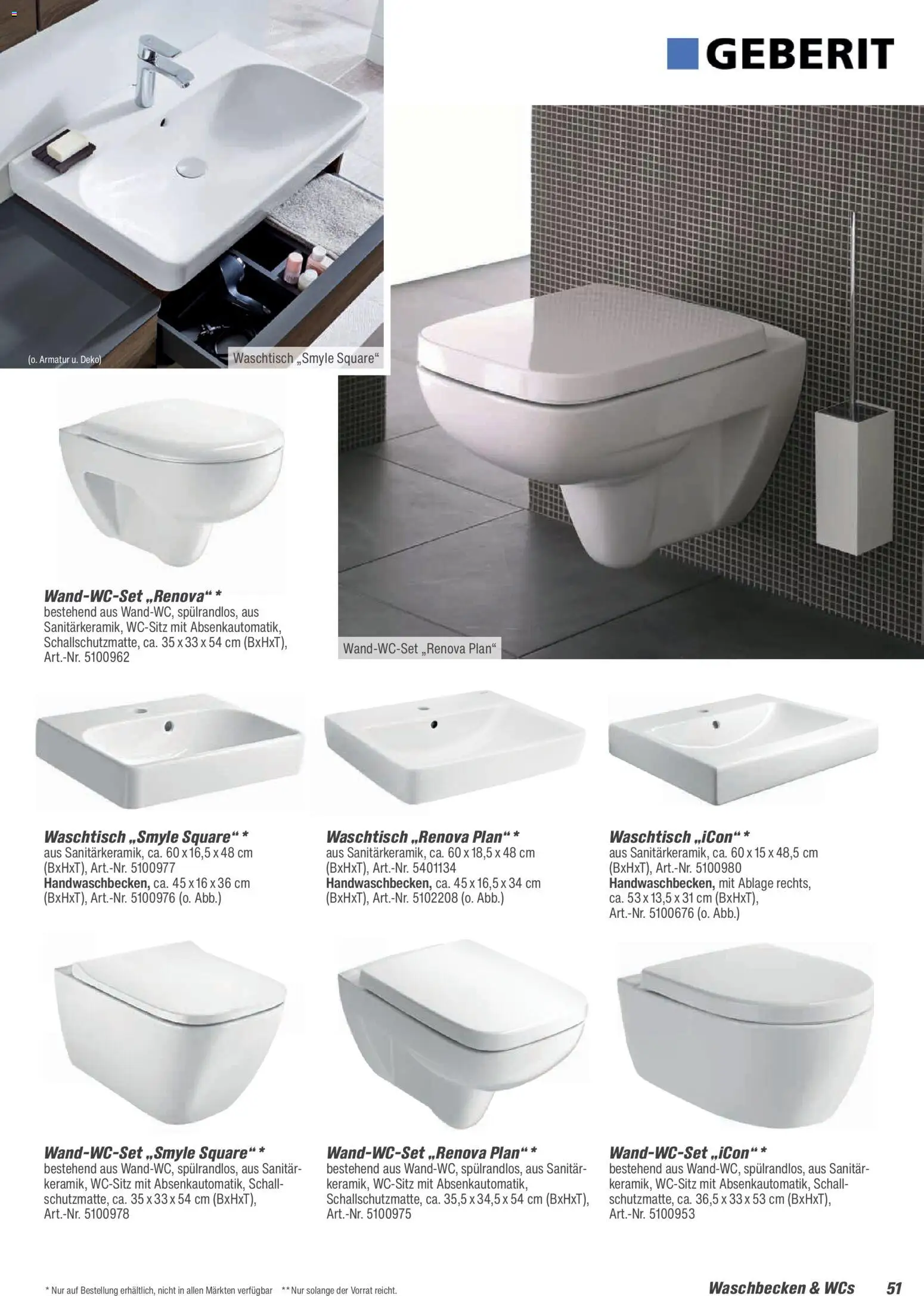 Toom Baumarkt Bad, Sanitär & Zubehör 2026 – gültig ab 01.01.2026 | Seite: 51 | Produkte: Waschbecken, Armatur, Waschtisch
