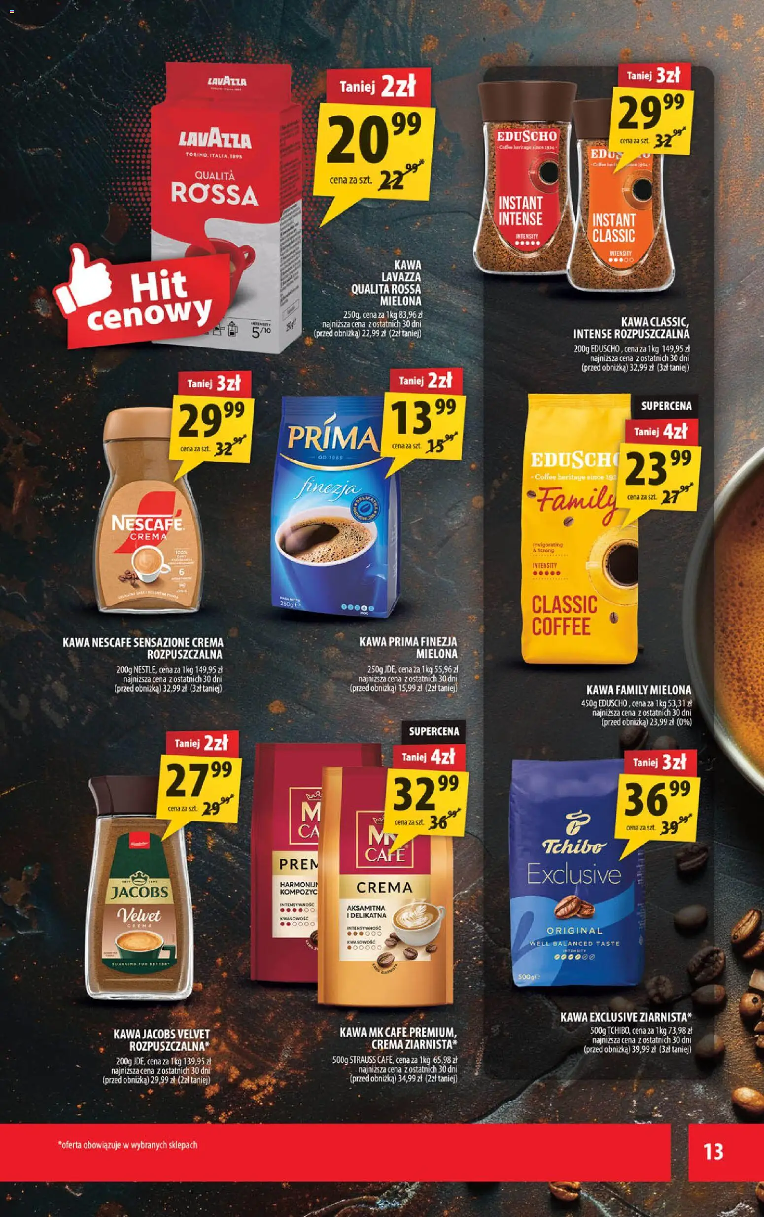 Arhelan gazetka od 24.04.2026 | Strona: 13 | Produkty: Nescafe, Lavazza, Kawa jacobs velvet, Kawa