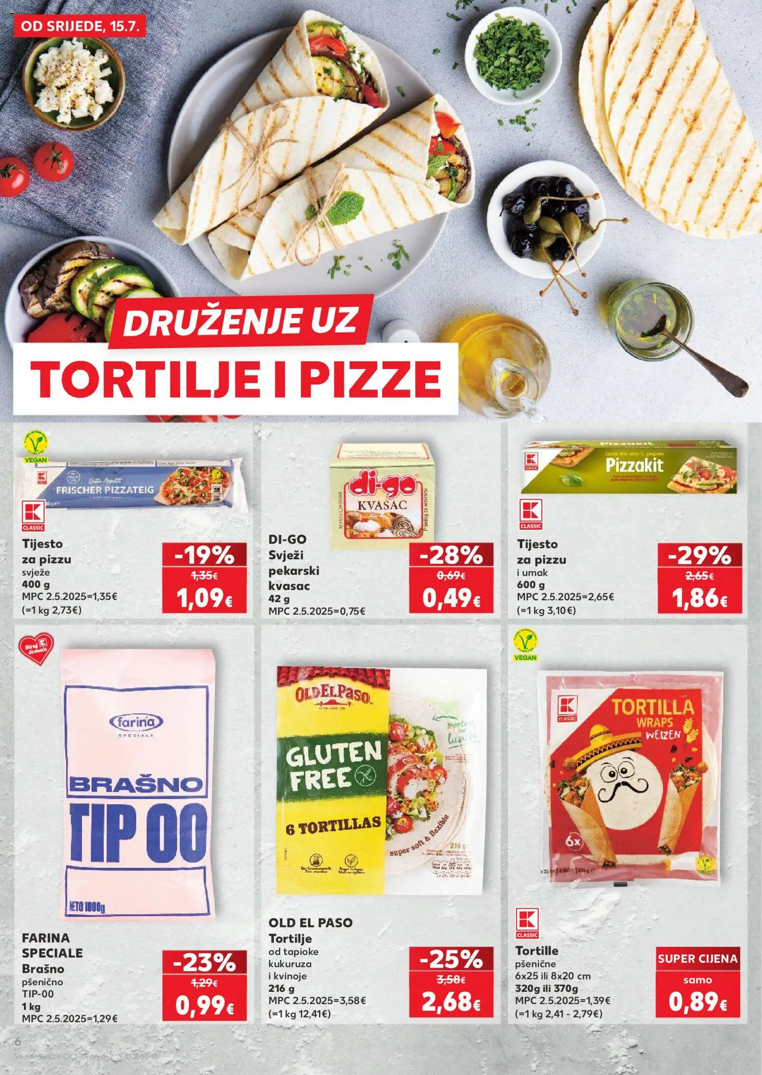Kaufland katalog | vrijedi od 15.07.2026 | Stranica: 6 | Proizvodi: Tijesto za pizzu, Brašno, Umak, Kvasac