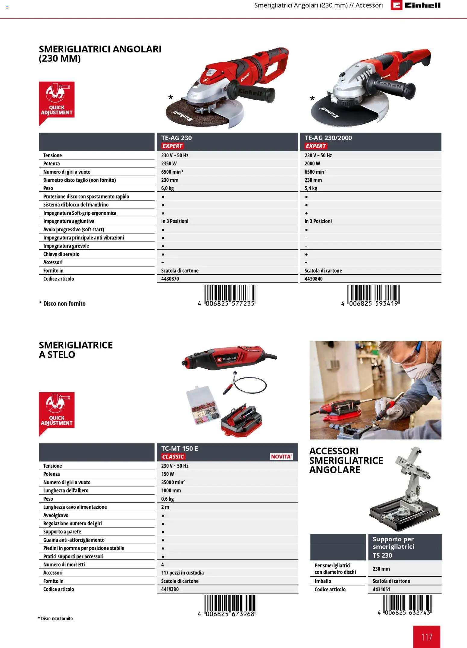 Volantino Einhell del 17.03.2026 | Pagina: 119 | Prodotti: Cavo, Disco, Smerigliatrice, Scatola
