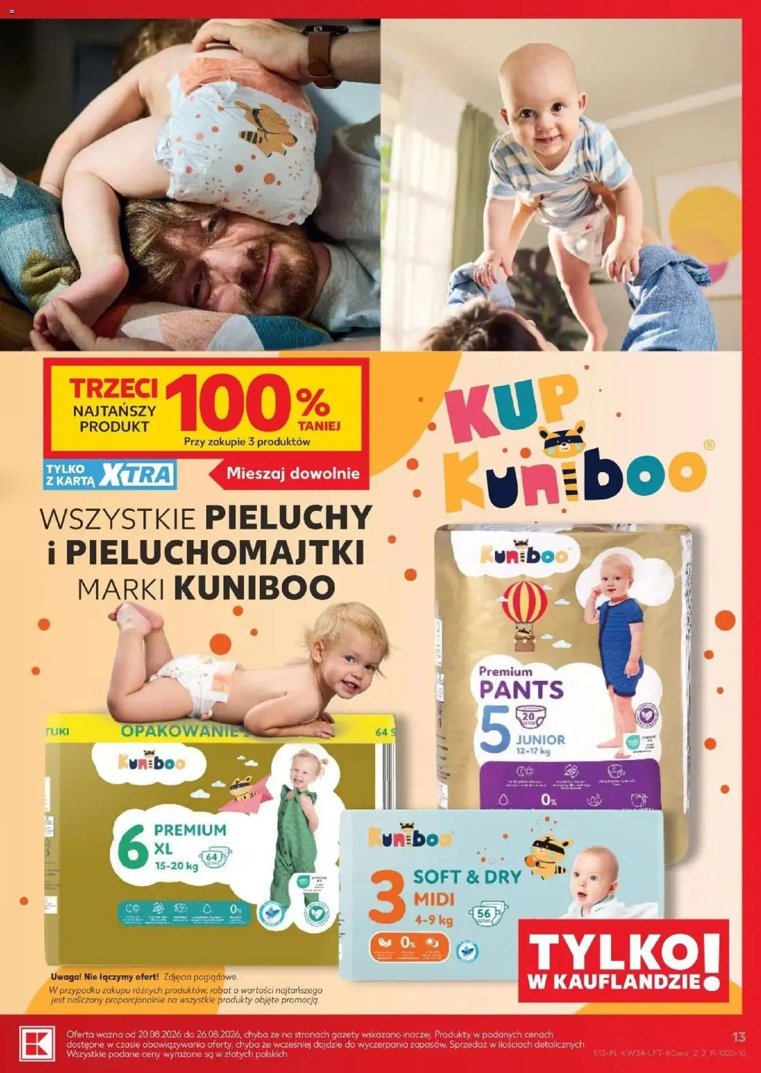Kaufland gazetka od 20.08.2026 - od jutra PDF | Strona: 13 | Produkty: Karta, Gazety, Pieluchomajtki, Pieluchy