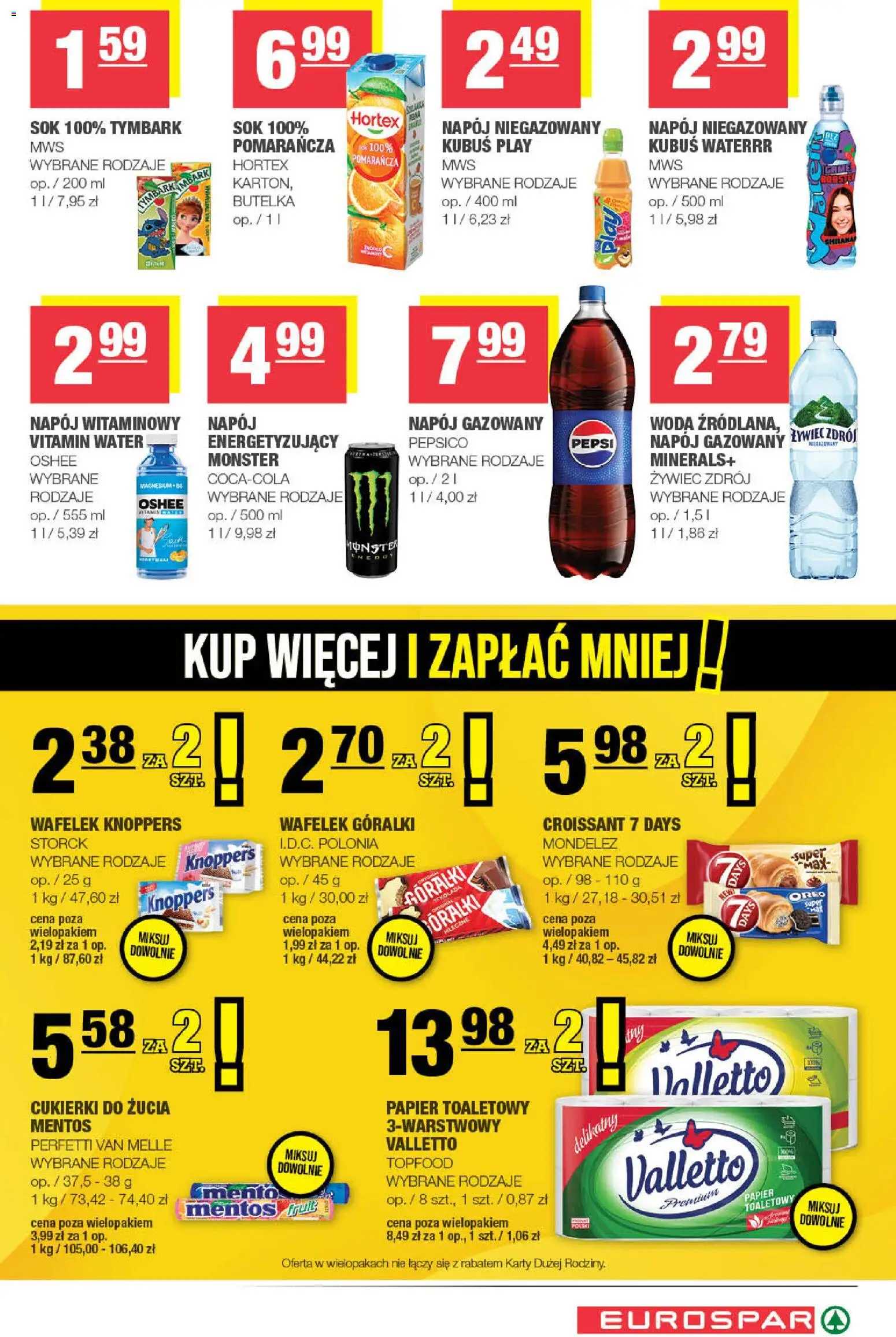 Spar gazetka - Eurospar od 21.10.2026 | Strona: 13 | Produkty: Knoppers, Papier toaletowy, Tymbark, Woda