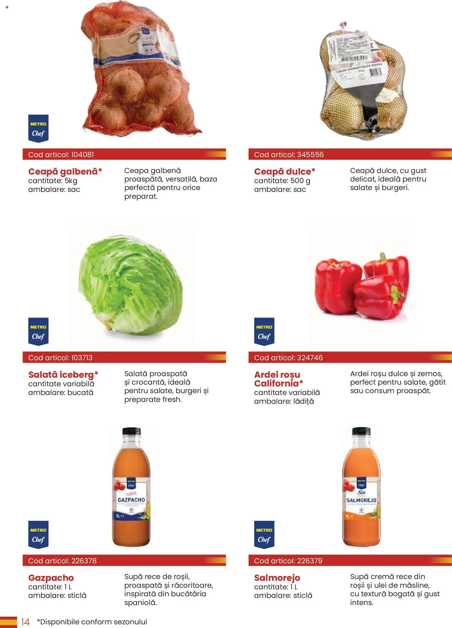 Noul catalog Metro – valabil de la 30.03.2026 | Pagină: 14 | Produse: Ceapă galbenă, Ardei, Roșii, Ceapă