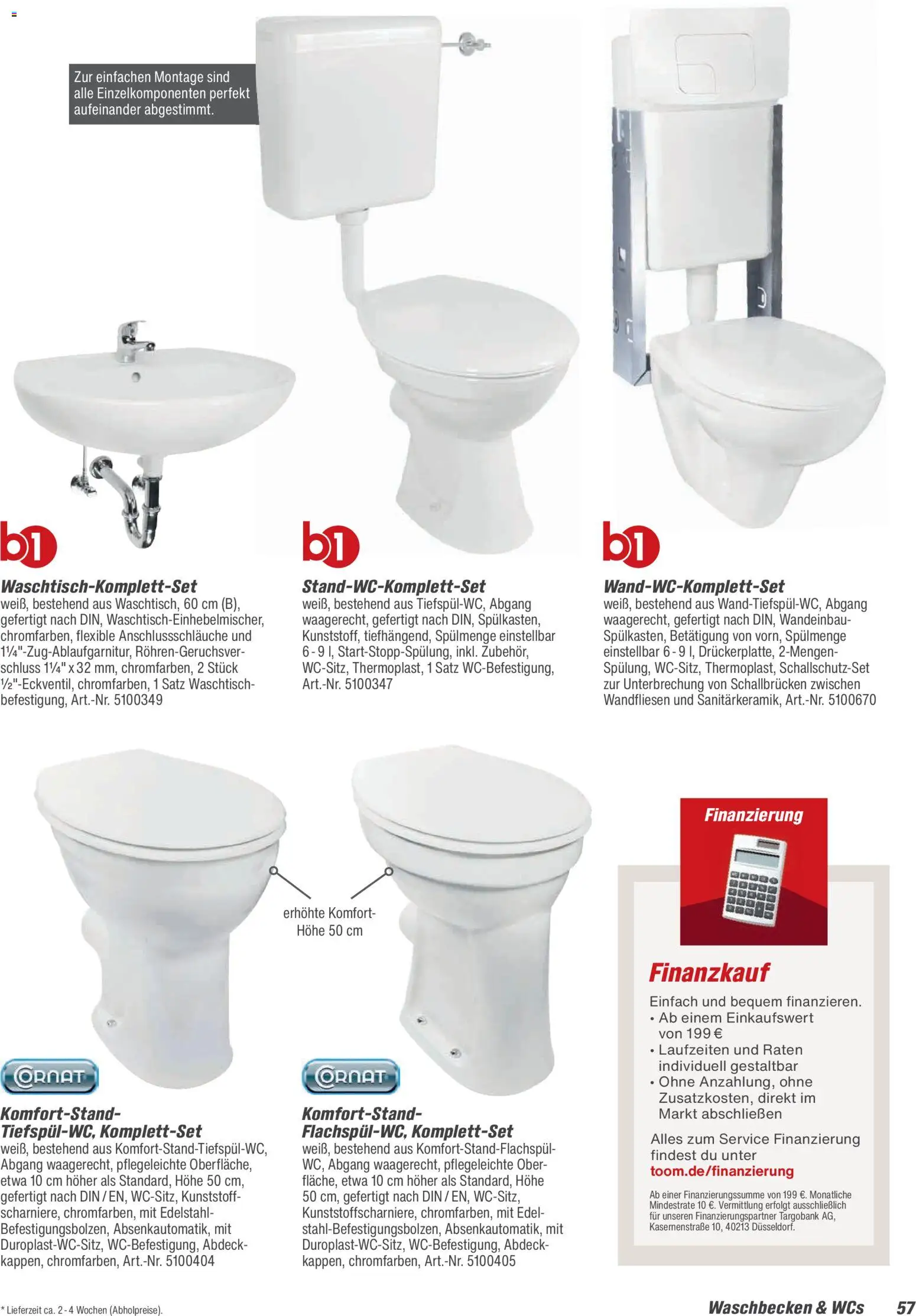 Toom Baumarkt Bad, Sanitär & Zubehör 2026 – gültig ab 01.01.2026 | Seite: 57 | Produkte: Waschbecken, Waschtisch