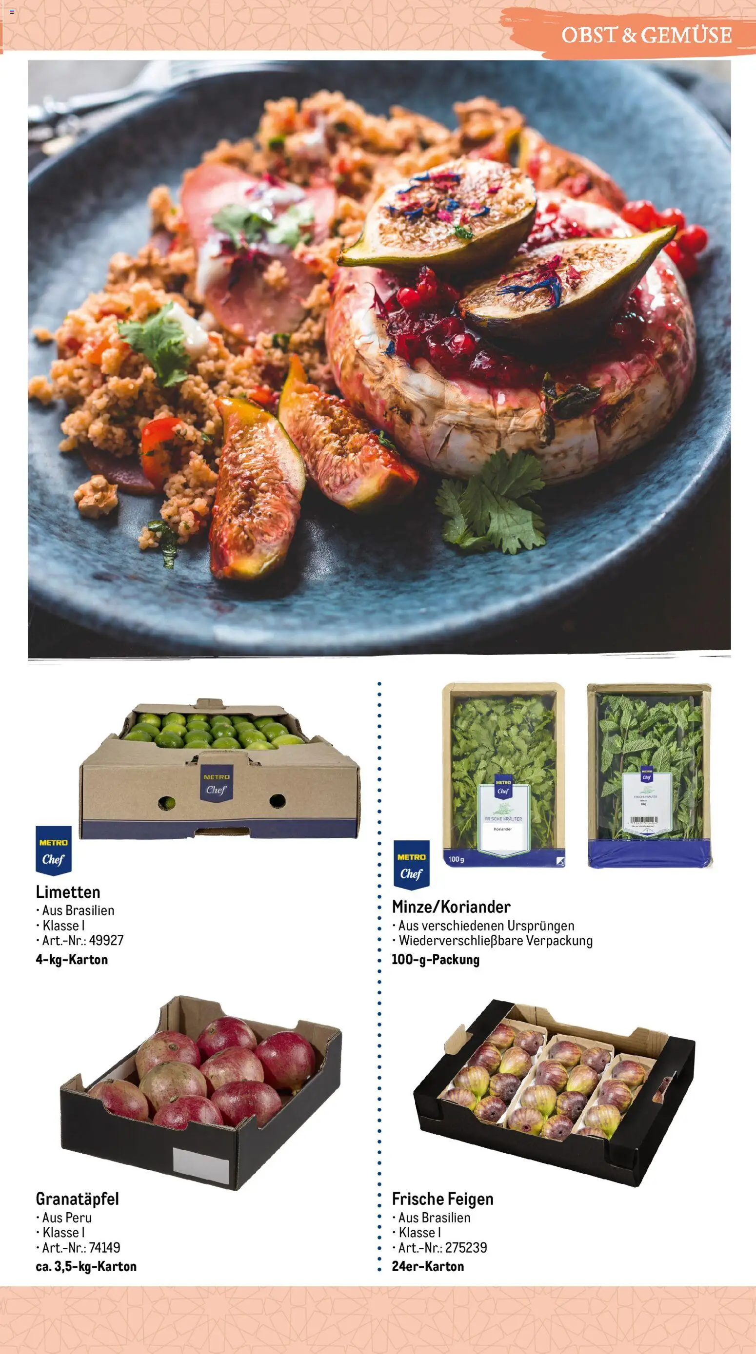 Metro Highlights Orientalische Gastronomie – gültig ab 04.06.2026 | Seite: 9 | Produkte: Granatapfel, Limetten, Gemüse, Obst