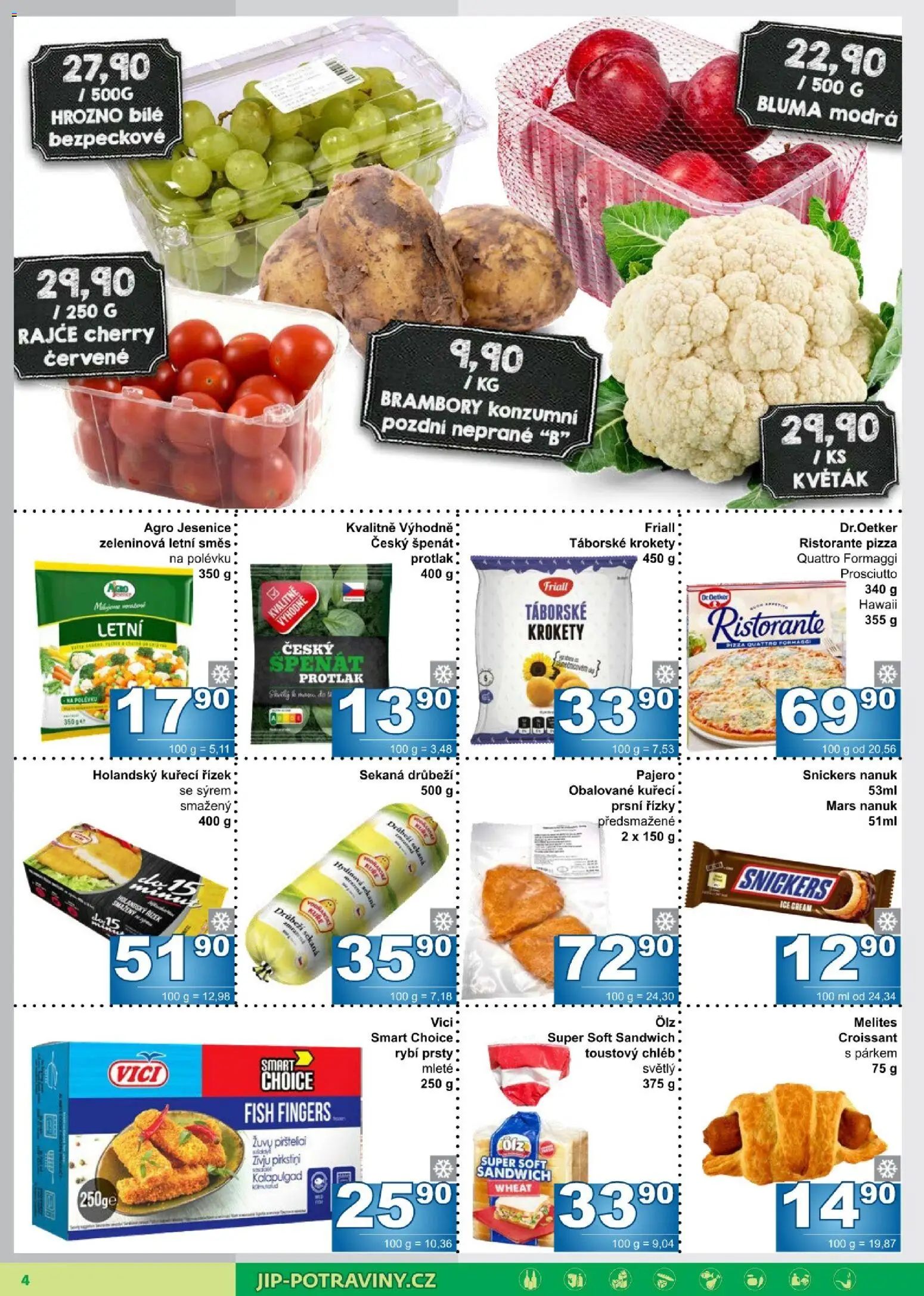 Jip leták od 09.09.2026 | Strana: 4 | Produkty: Nanuk, Krokety, Prosciutto, Snickers