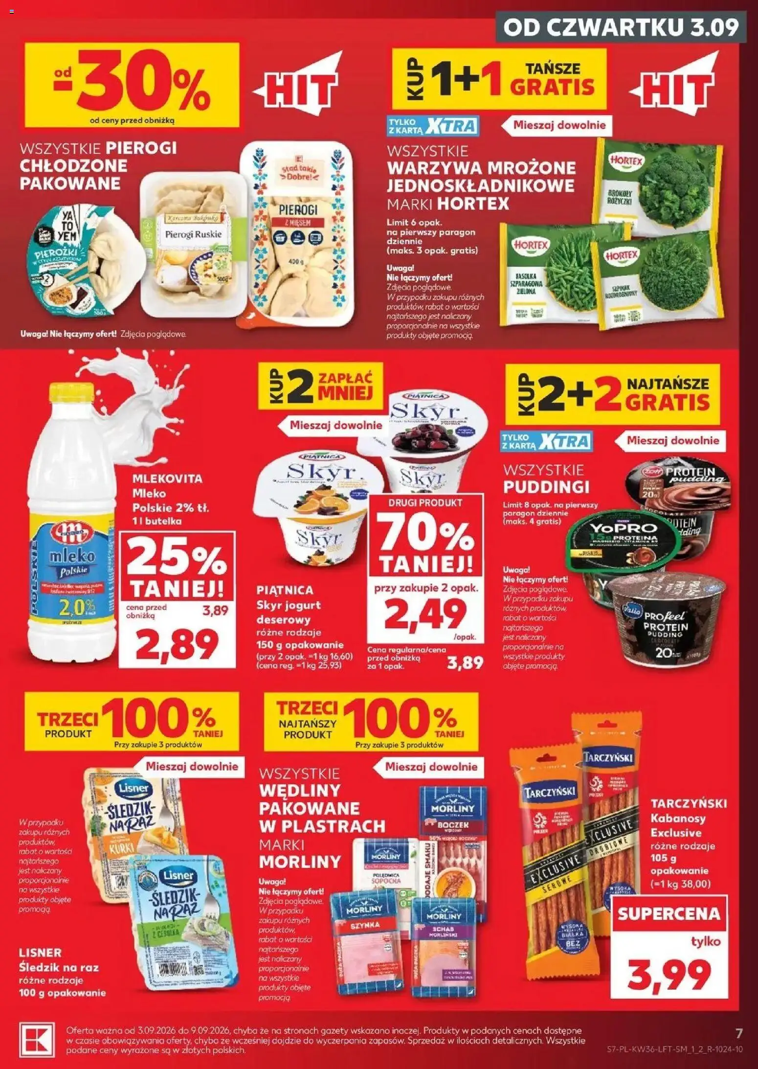 Kaufland gazetka od 03.09.2026 | Strona: 7 | Produkty: Polędwica sopocka, Kabanos, Mleko, Jogurt