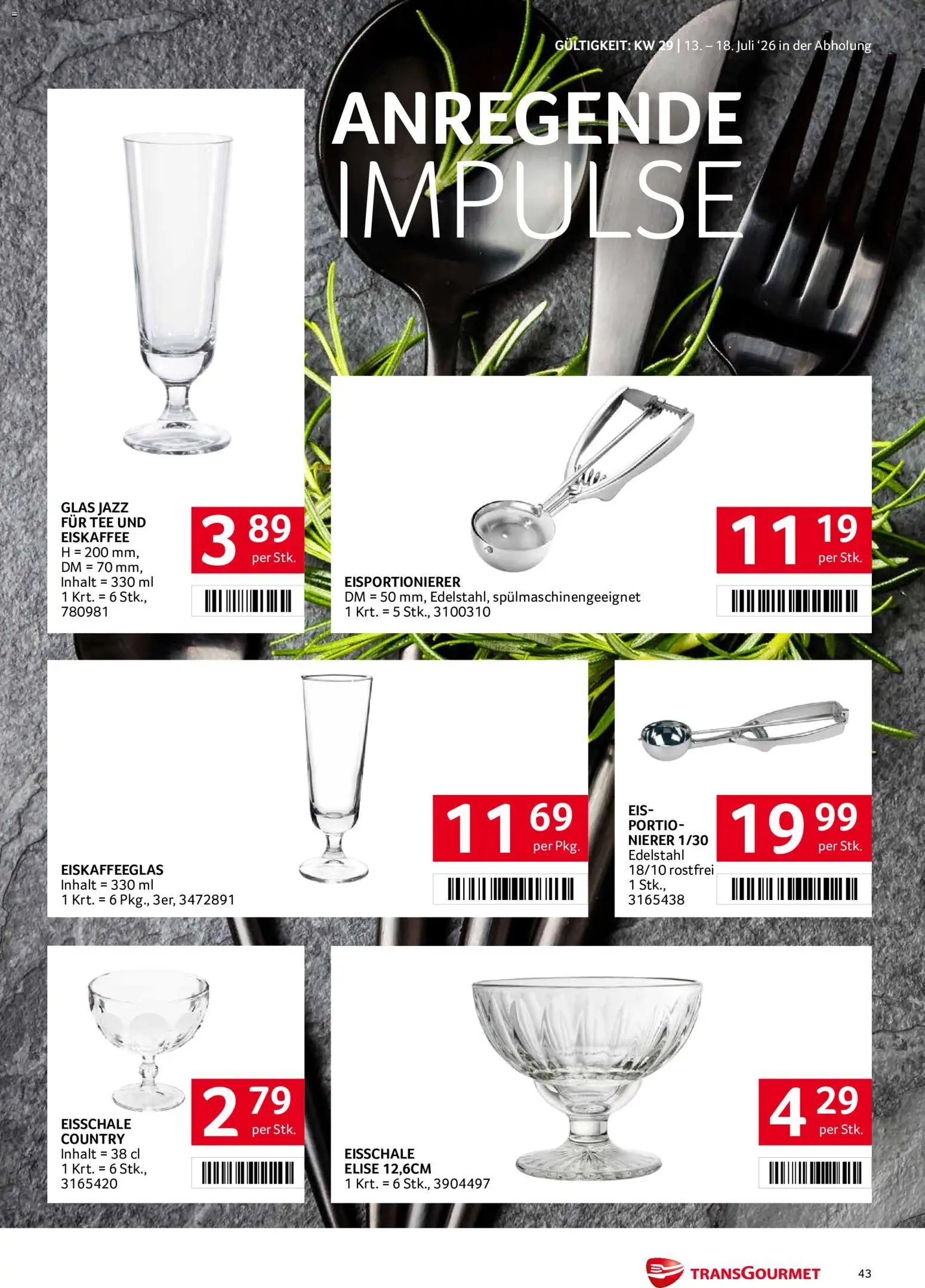 Transgourmet Flugblatt gültig ab 13.07.2026 | Seite: 43 | Produkte: Eis, Tee