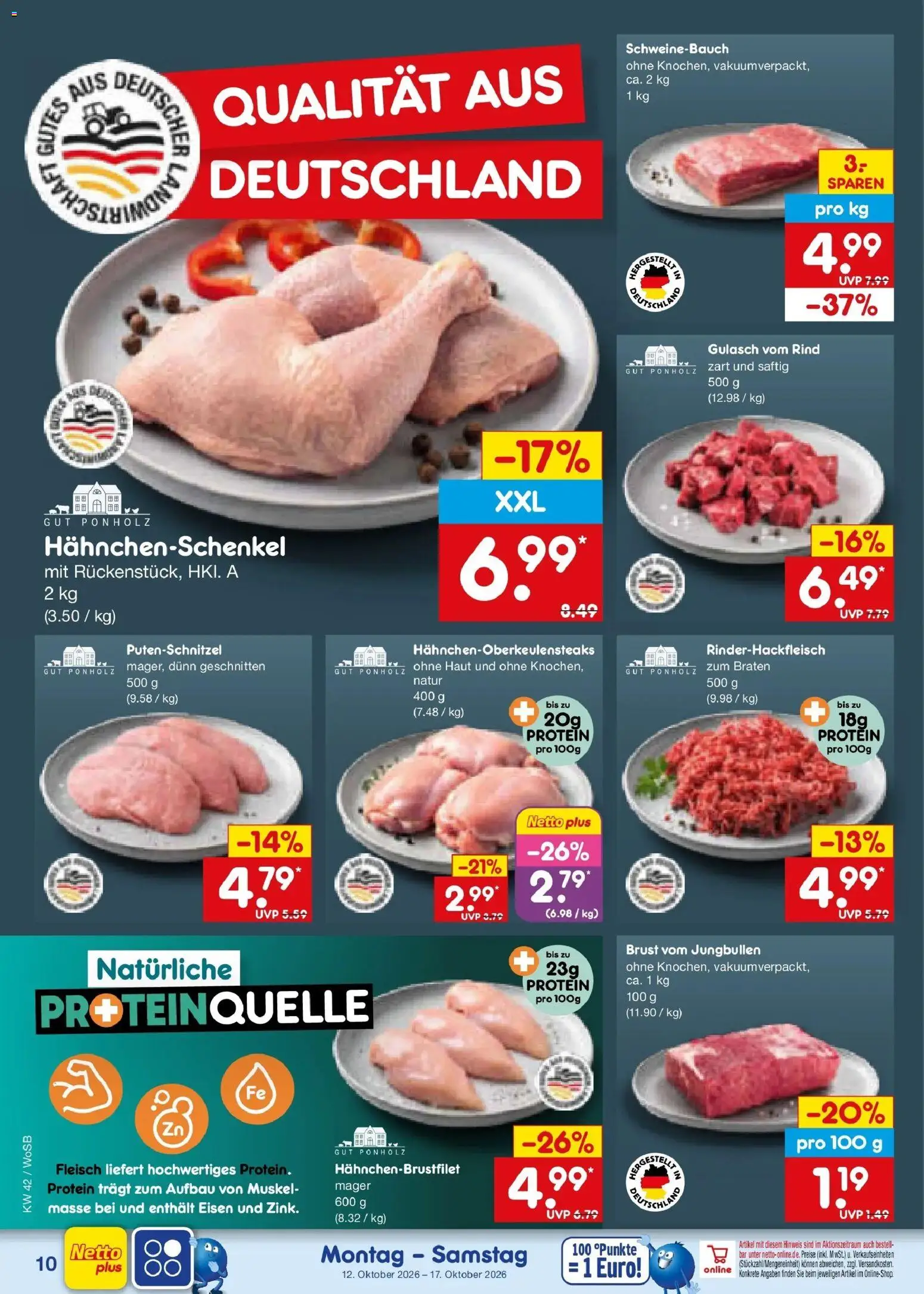 Netto Marken-Discount Prospekt Ludwigshafen-Edigheim (ab 12.10.2026) » Angebote | Seite: 12 | Produkte: Schweinebauch, Gulasch, Putenschnitzel, Fleisch