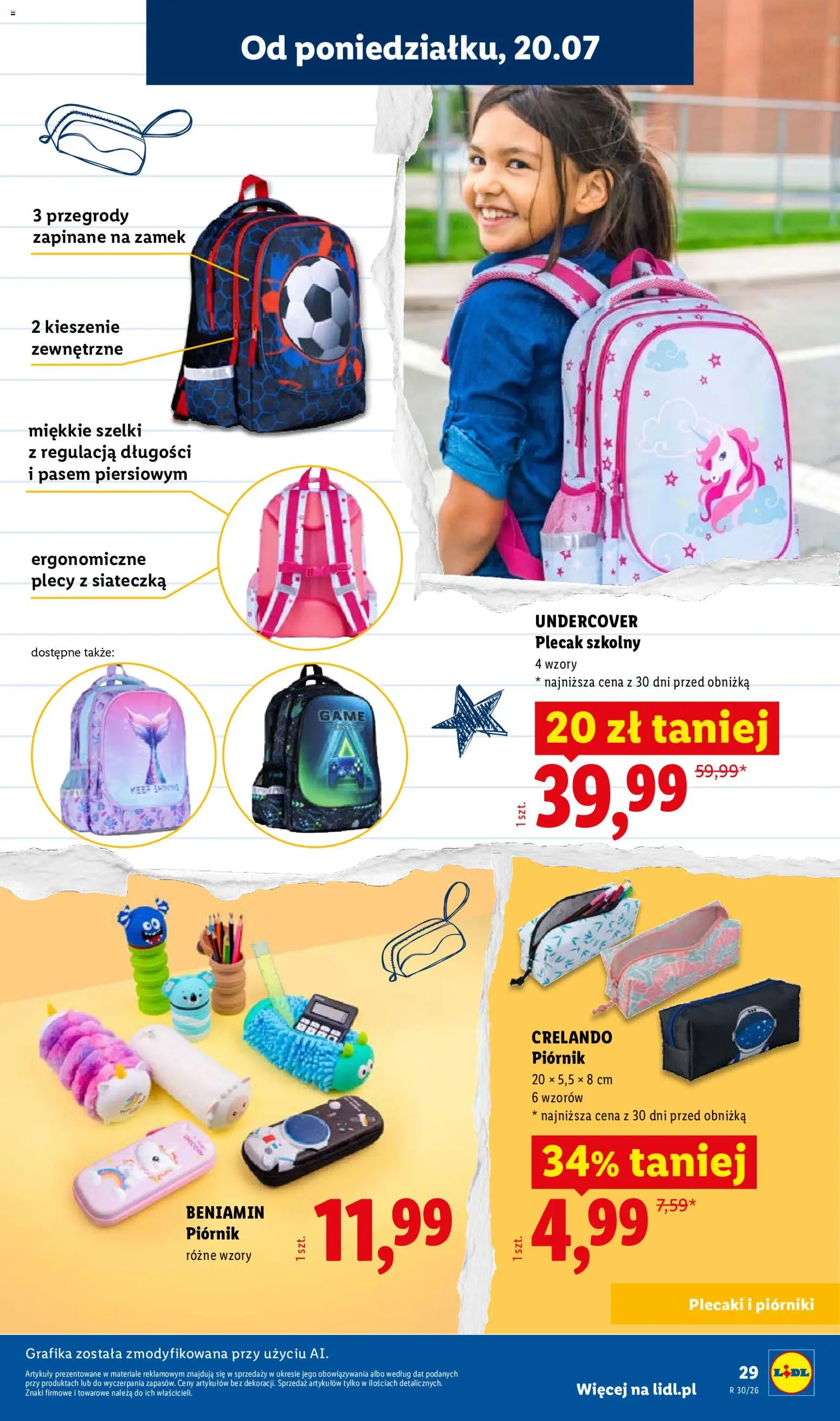 Lidl Katalog od 09.07.2026 | Strona: 29 | Produkty: Plecaki, Plecak, Piórnik