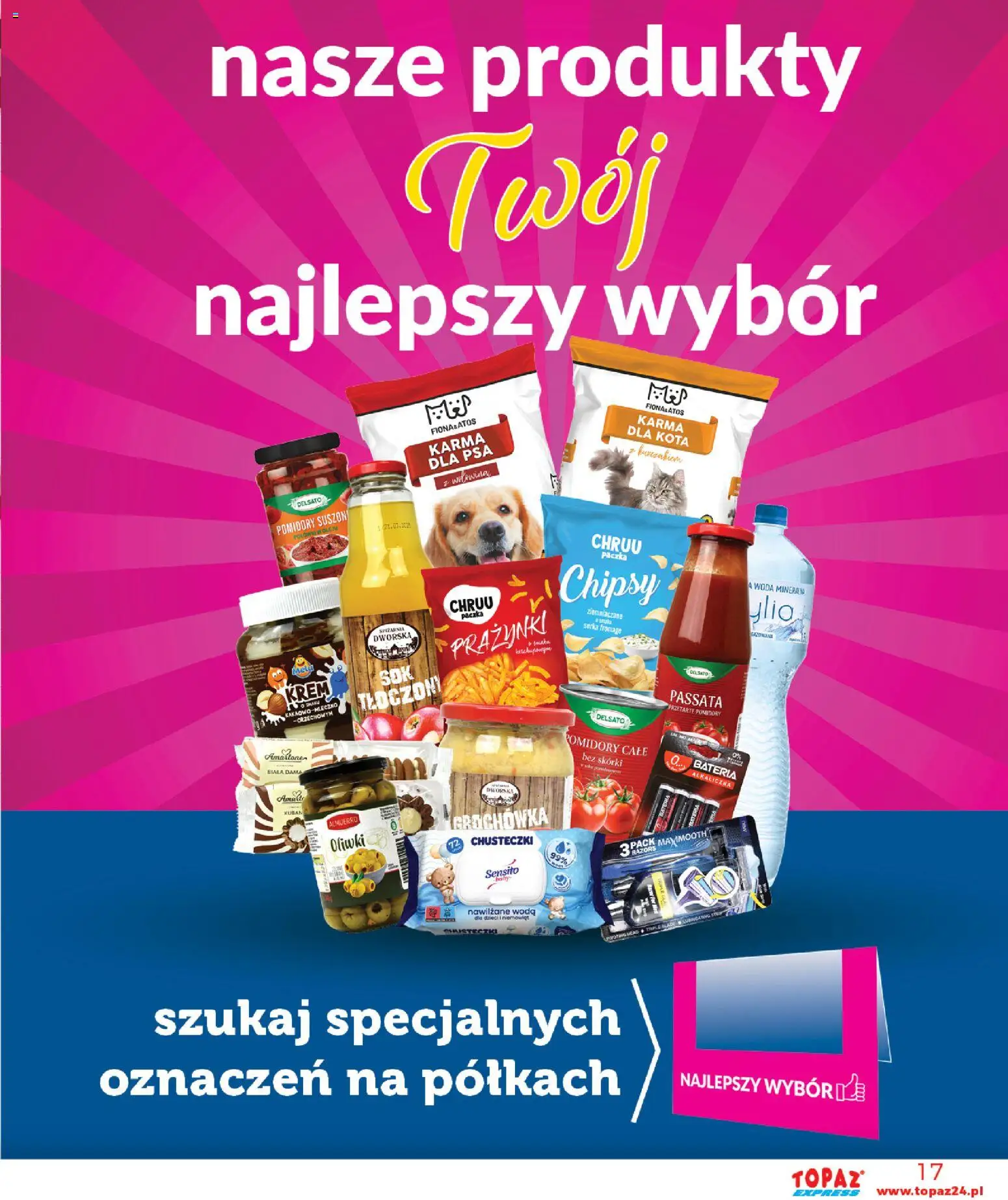 Topaz gazetka - Express od 10.09.2026 | Strona: 17 | Produkty: Chusteczki, Bateria, Oliwki, Karma