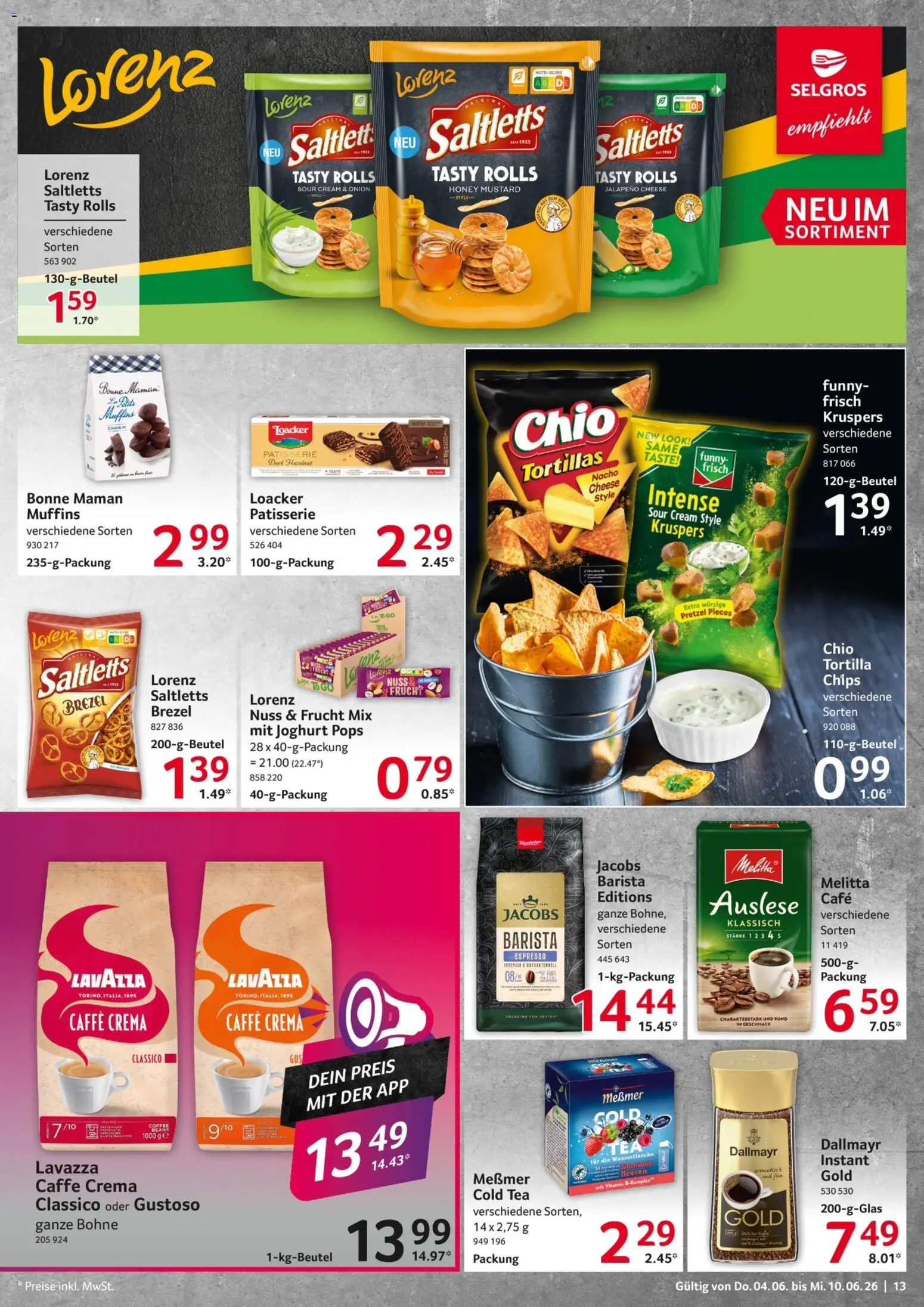 Selgros Prospekt – gültig ab 04.06.2026 | Seite: 13 | Produkte: Lavazza, Joghurt, Messmer, Bonne maman