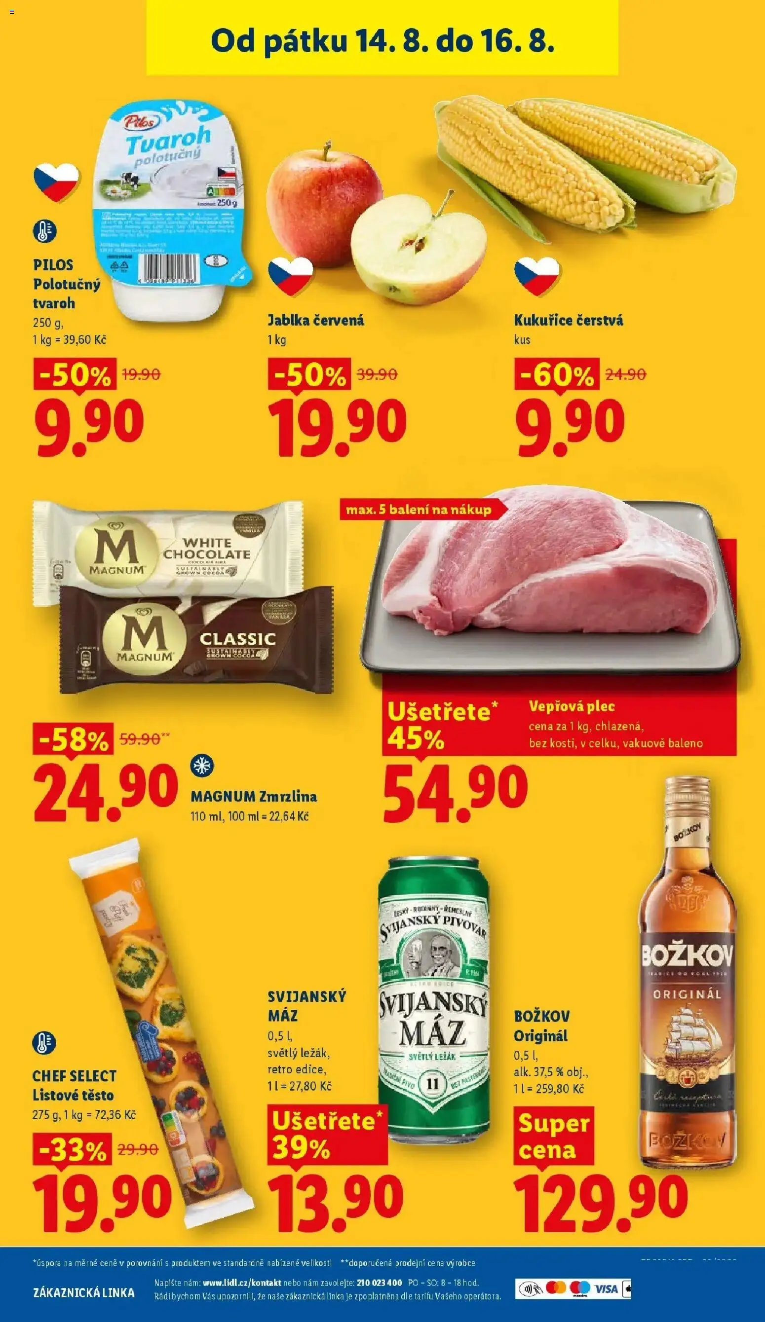 Lidl aktuální leták od 13.08.2026 | Strana: 43 | Produkty: Jablka, Božkov originál, Magnum zmrzlina, Těsto