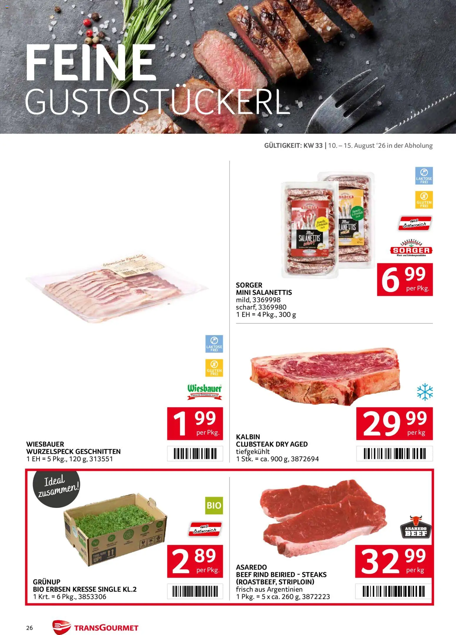Transgourmet Flugblatt gültig ab 10.08.2026 | Seite: 26 | Produkte: Wurst, Erbsen