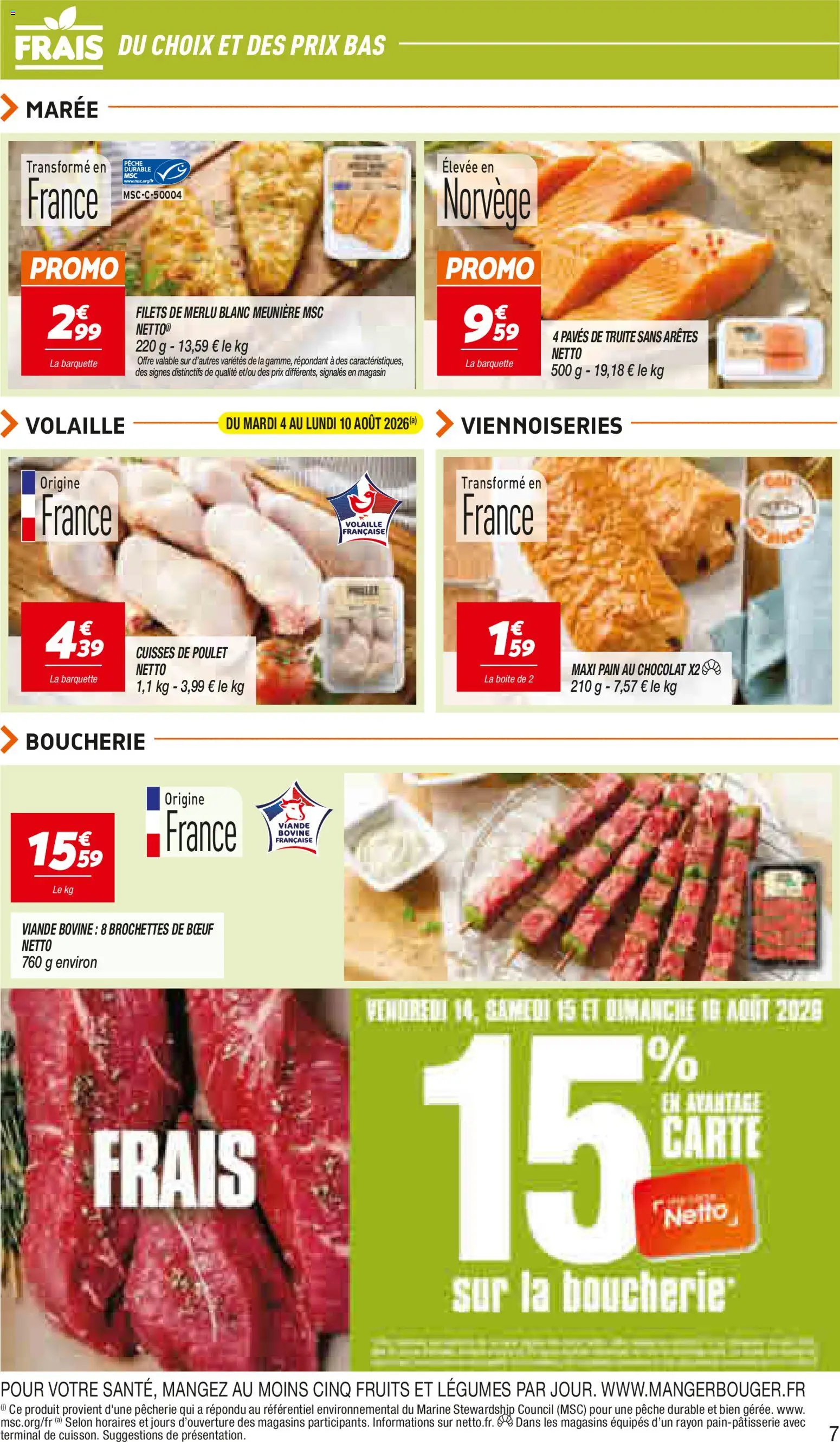 {H1} | Page: 7 | Produits: Pêche, Volaille, Pain au chocolat, Viande bovine