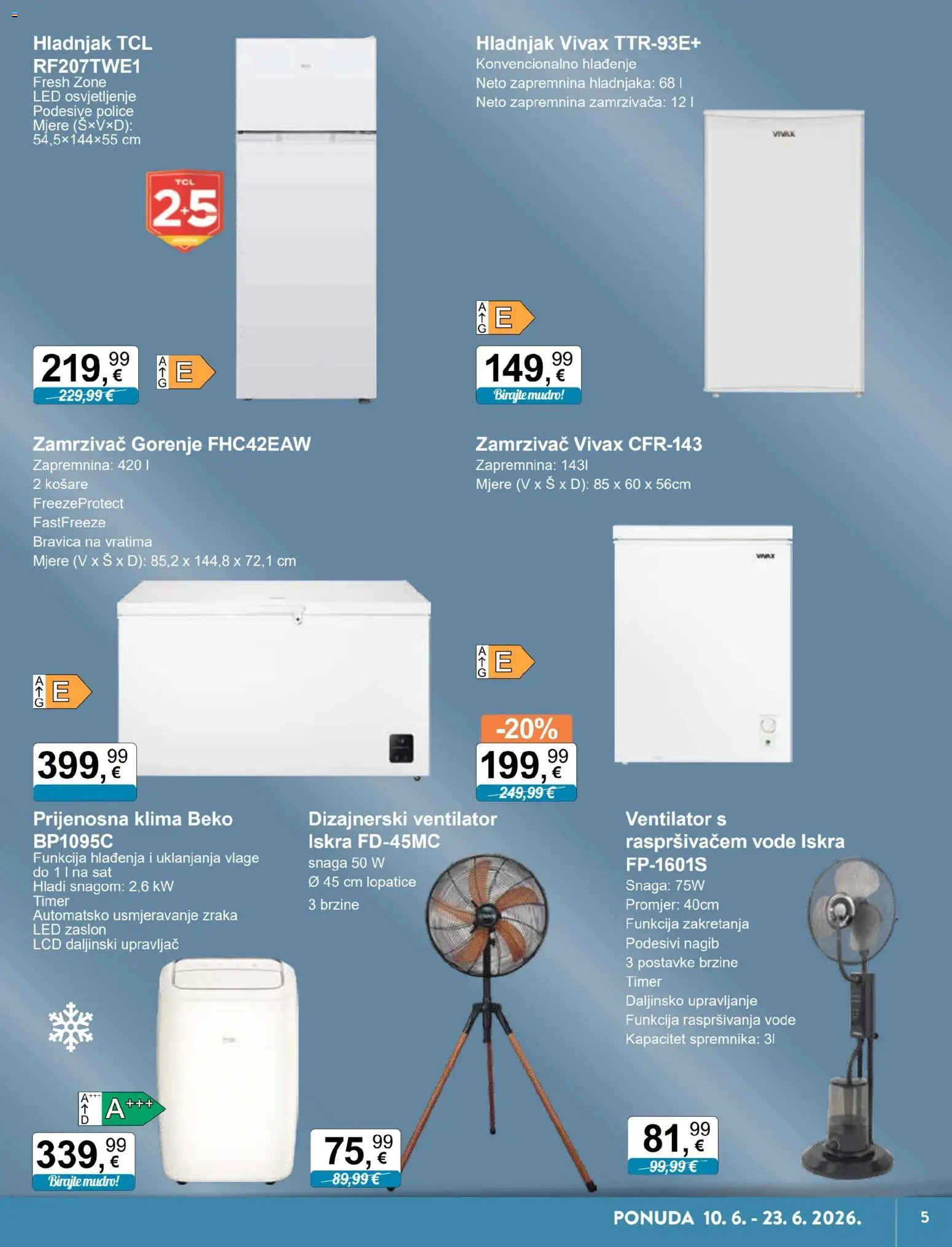 KTC katalog | vrijedi od 10.06.2026 | Stranica: 5 | Proizvodi: Ventilator, Klima, Sat, Zamrzivač