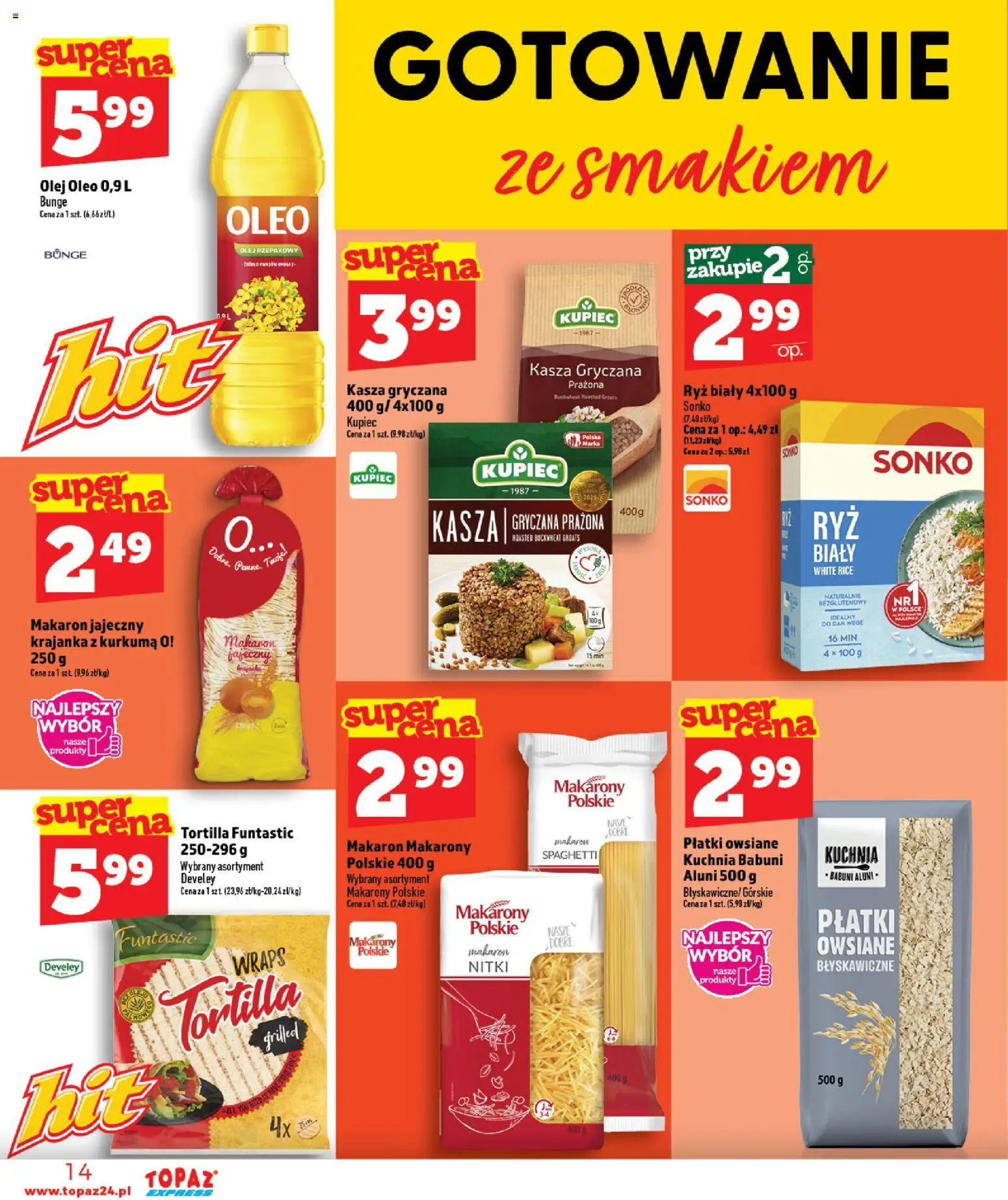Topaz gazetka - Express od 18.06.2026 | Strona: 14 | Produkty: Kurkuma, Kasza gryczana, Tortilla, Ryż
