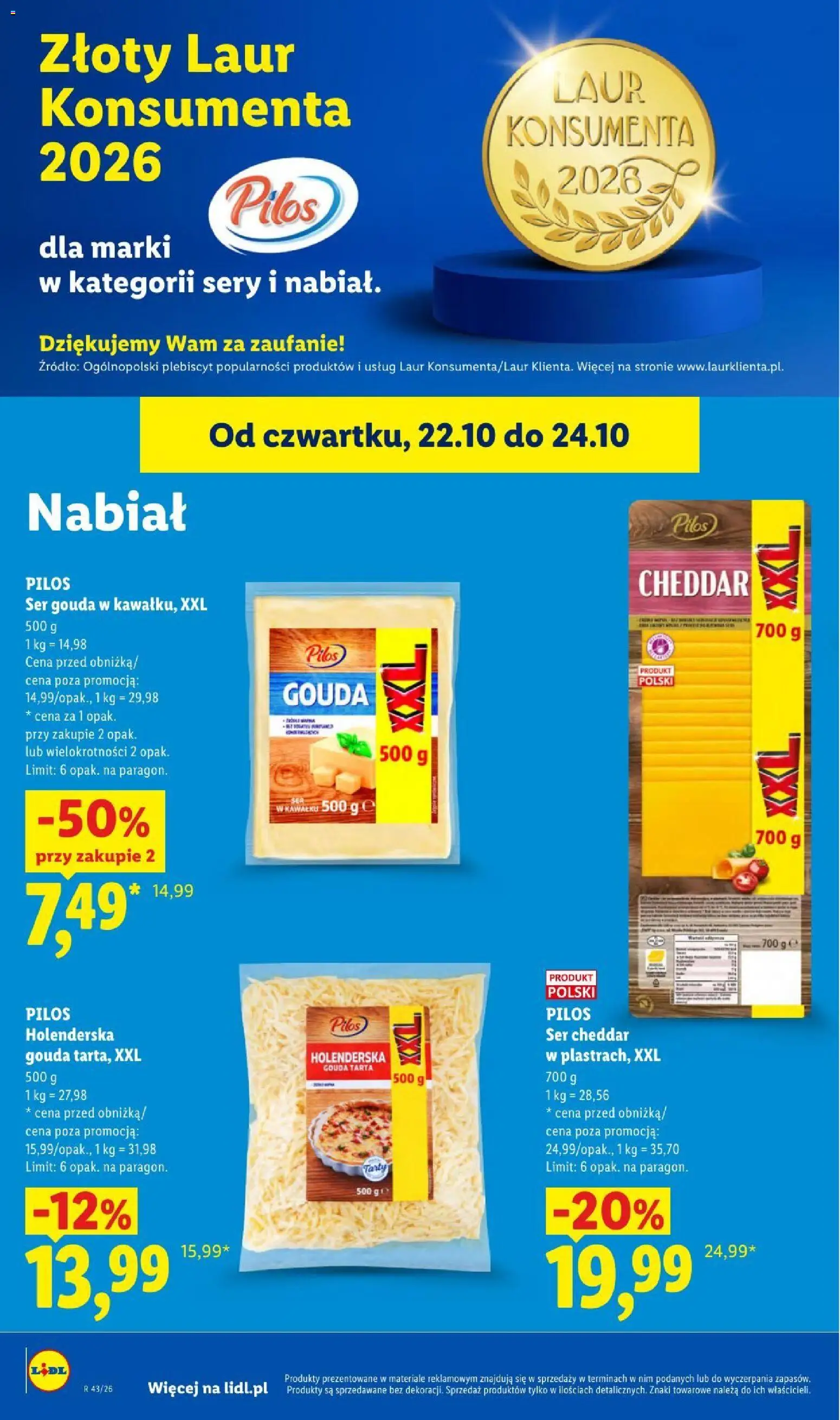 Lidl gazetka od 22.10.2026 | Strona: 62 | Produkty: Sery, Ser, Ser gouda, Ser cheddar