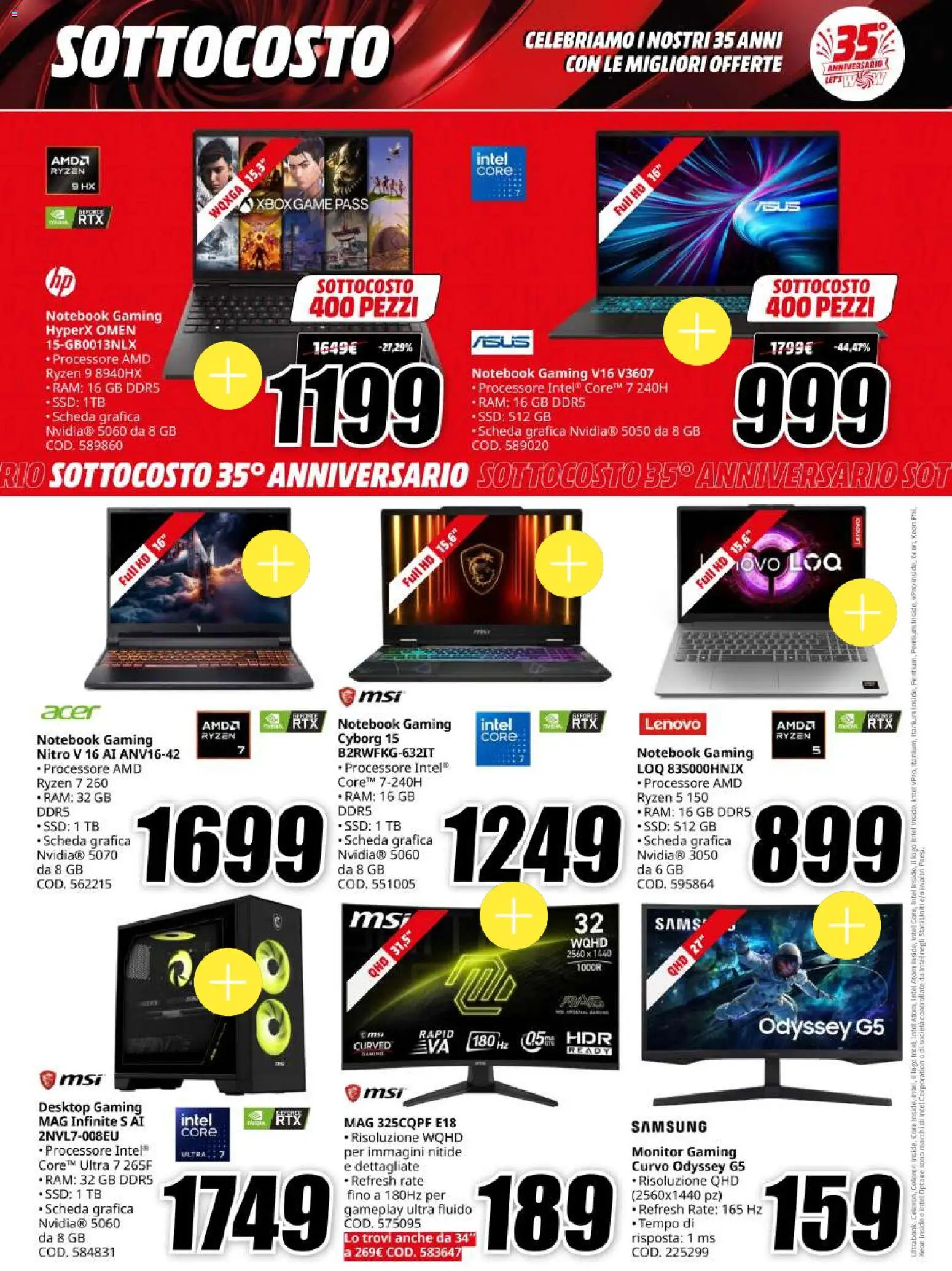 Volantino Media World del 06/10/2026 | Pagina: 15 | Prodotti: Monitor, Notebook, Samsung