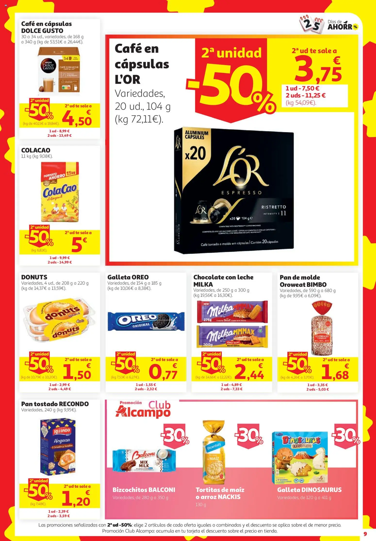Alcampo Superstore Catalan │ válido desde el 24/09/2026 | Página: 9 | Productos: Oreo, Café en cápsulas, Chocolate con leche, Donuts