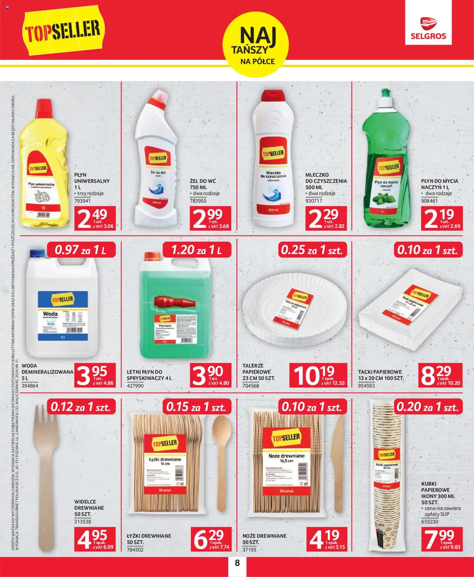 Selgros cash&carry gazetka - Topseller od 21.05.2026 | Strona: 8 | Produkty: Talerze, Woda