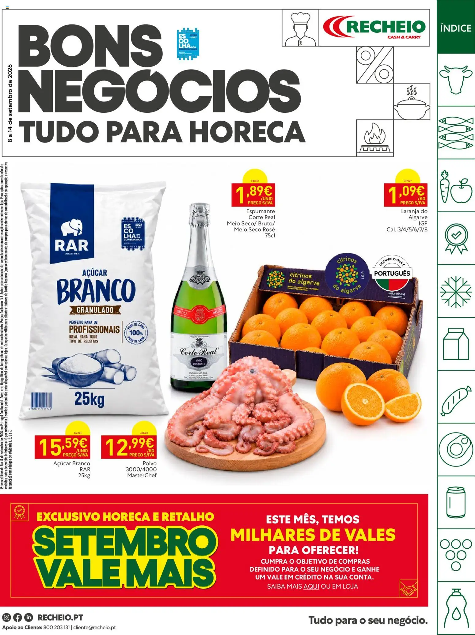 Recheio Horeca │ válido de 08/09/2026 | Página: 1 | Produtos: Espumante, Polvo, Açúcar