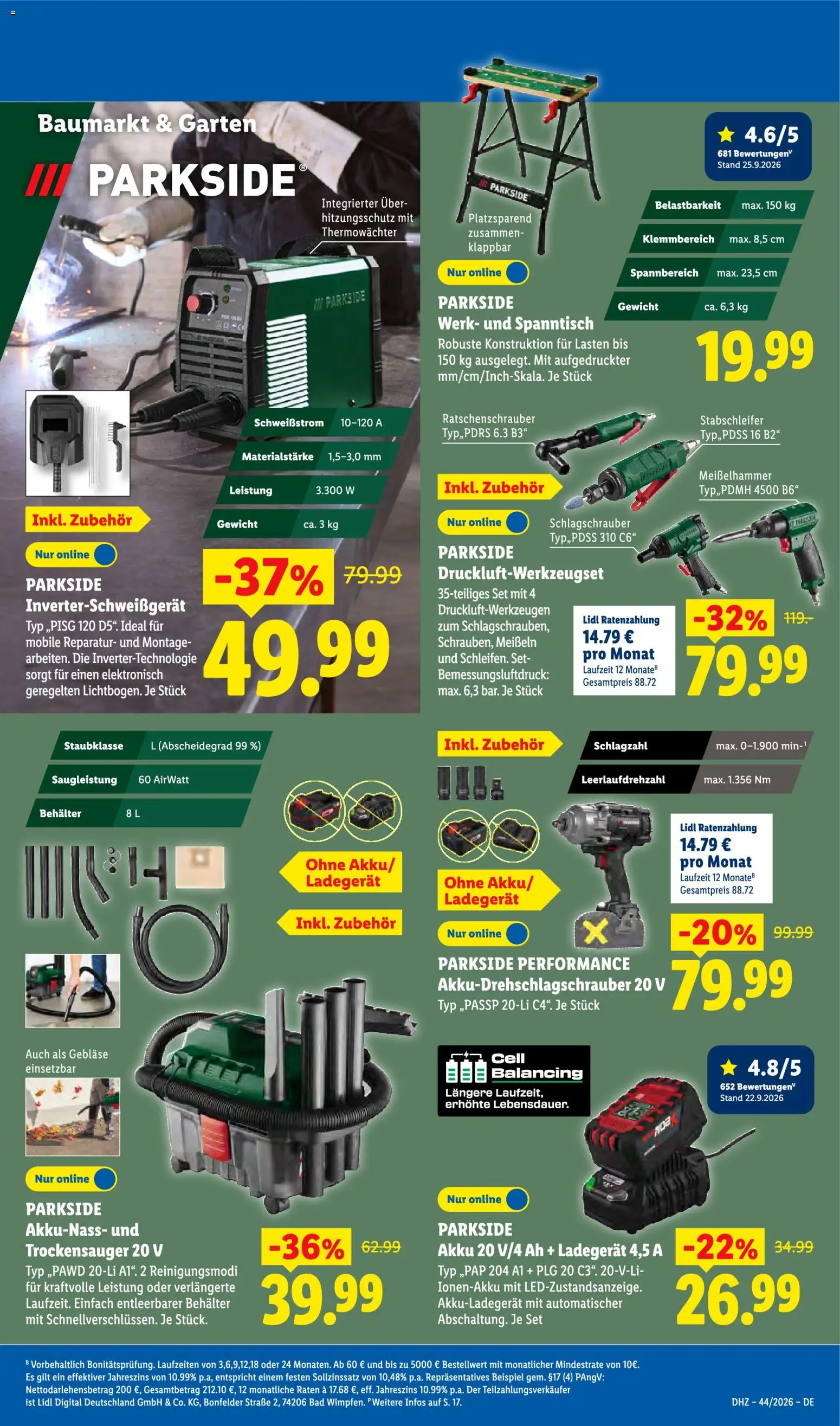 Lidl Německo leták od 26.10.2026 | Strana: 43 | Produkty: Parkside