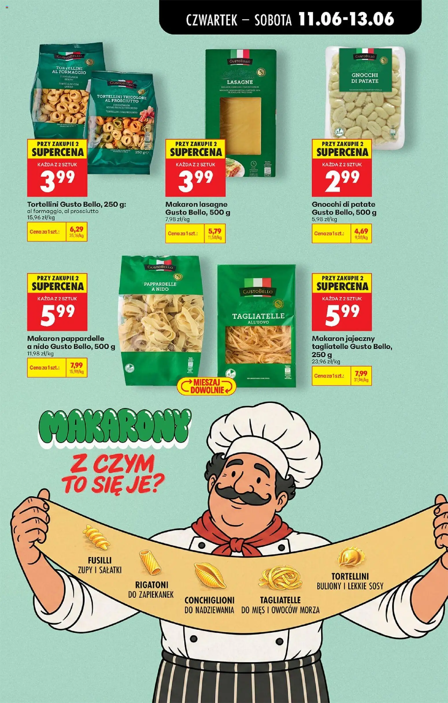 Biedronka gazetka od czwartku od 11.06.2026 | Strona: 47 | Produkty: Makaron pappardelle, Lasagne, Prosciutto, Gnocchi