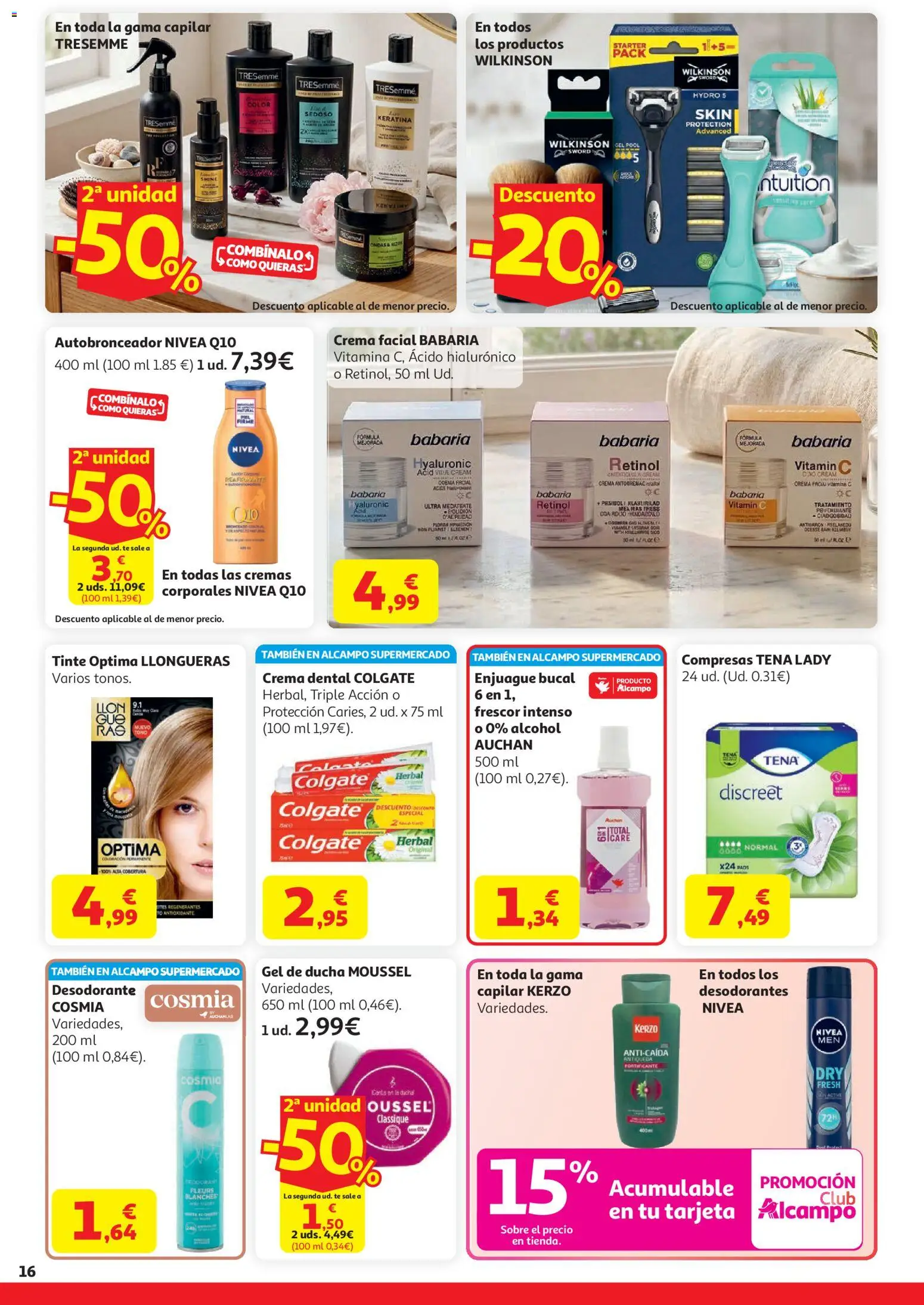 Alcampo HP Unico │ válido desde el 07.04.2026 | Página: 16 | Productos: Tinte, Desodorante, Té, Ducha