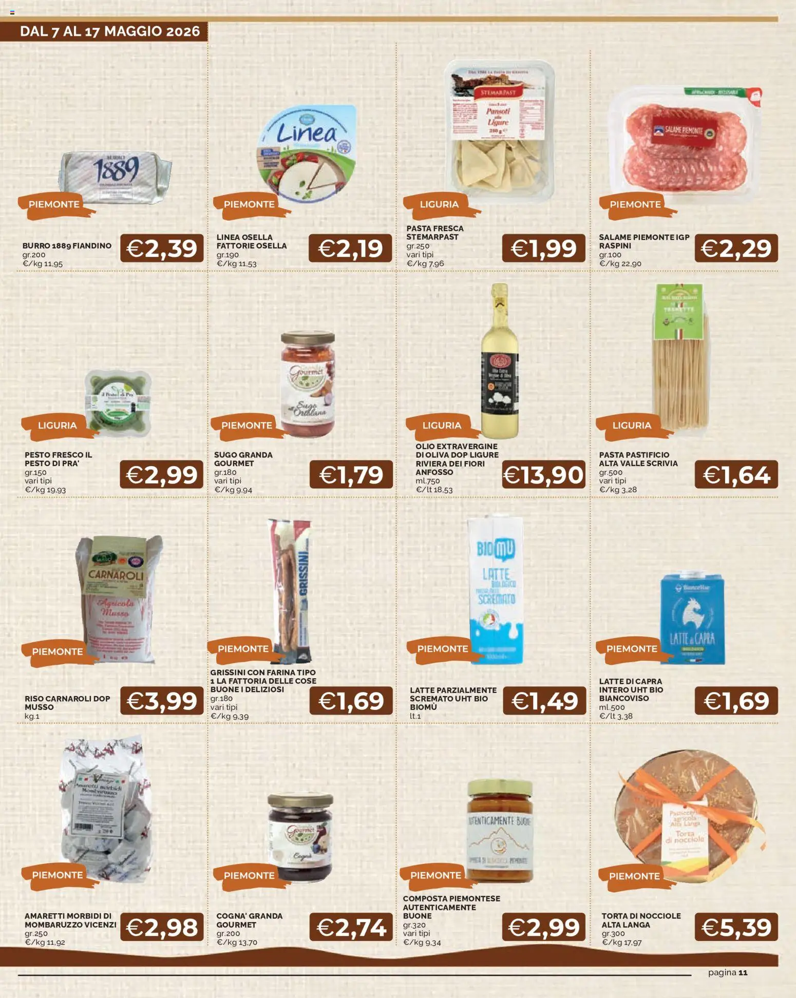 Volantino Mercatò del 07.05.2026 | Pagina: 11 | Prodotti: Riso, Burro, Pasta, Grissini